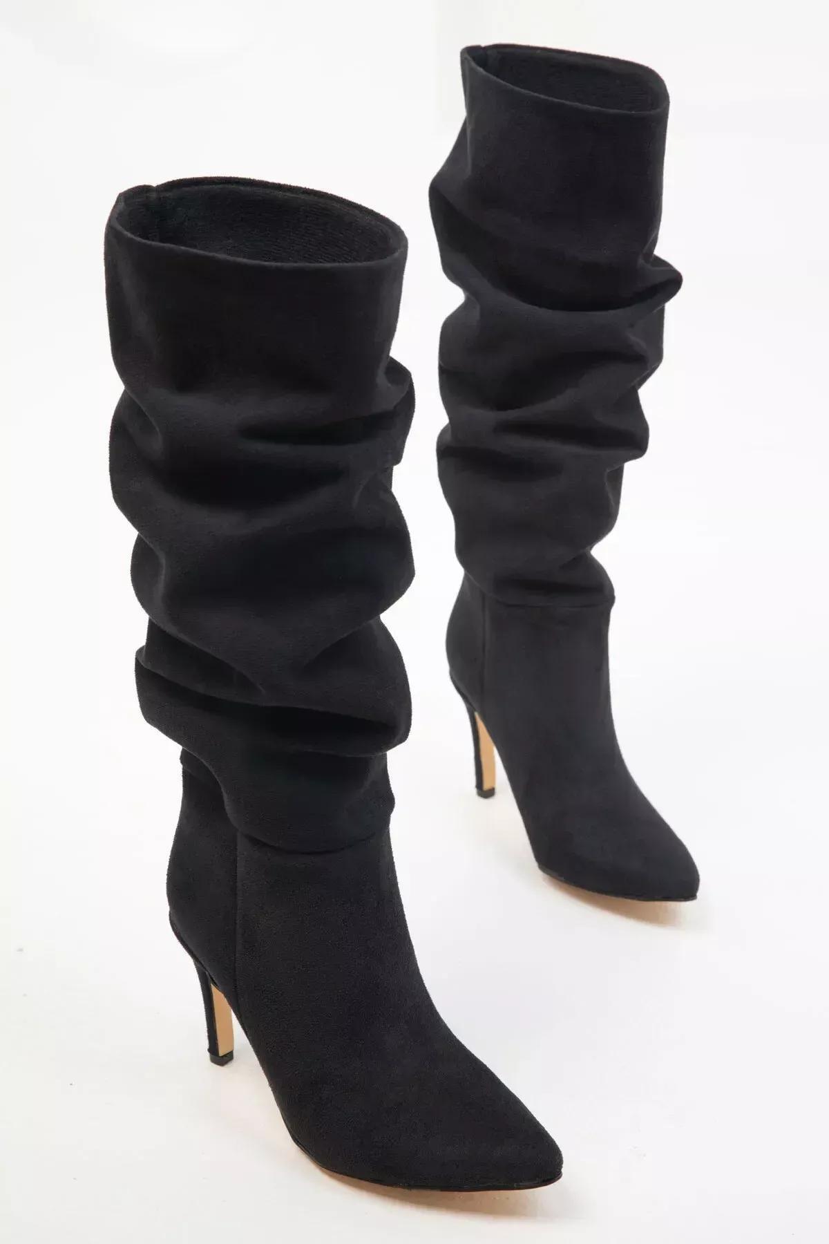 Womens Black Suede Boots 17549, , large image number 1