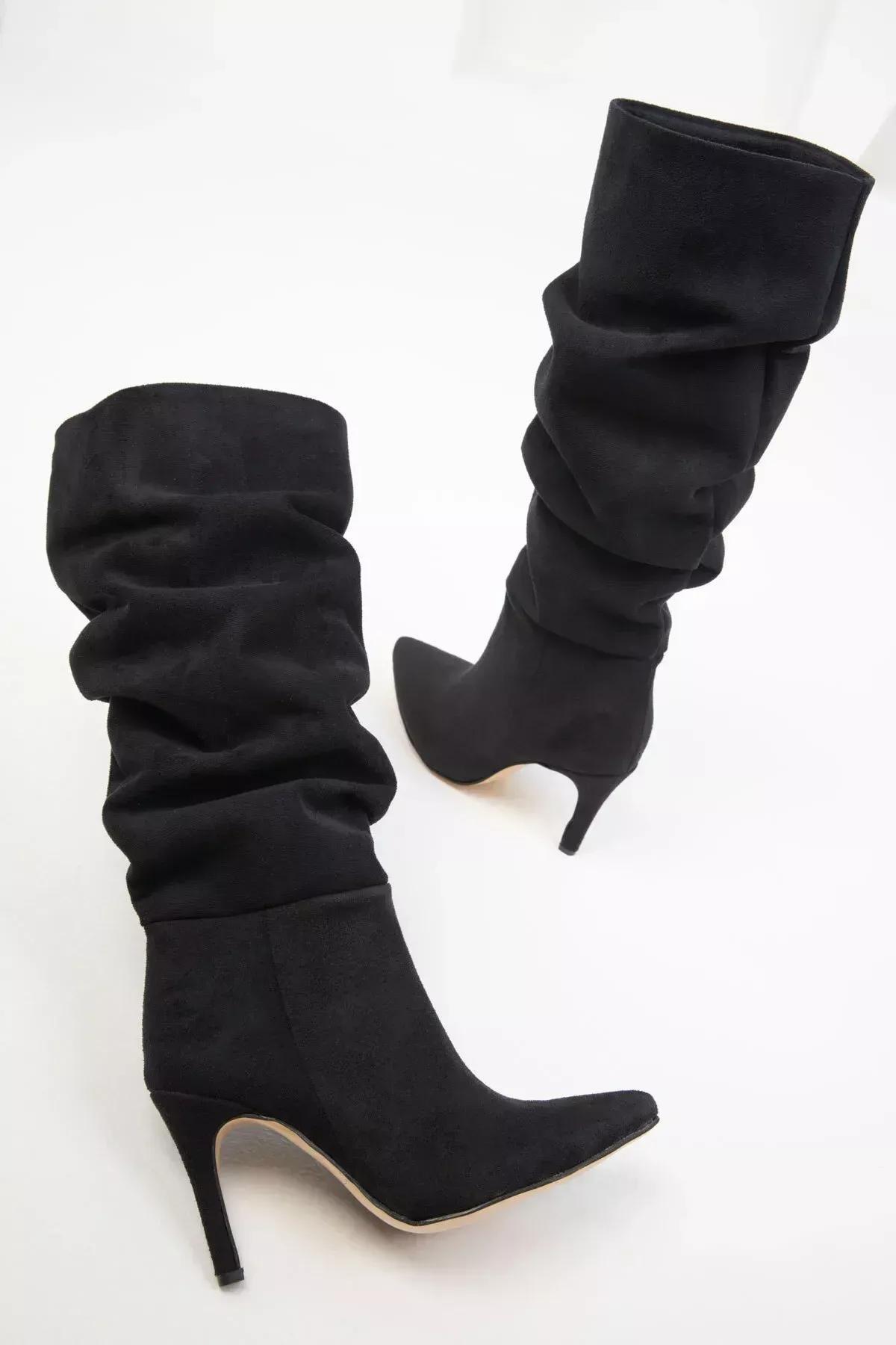 Womens Black Suede Boots 17549, , large image number 3