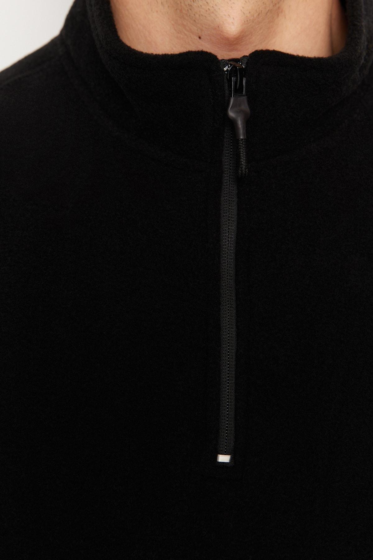 Black Collared Zippered Sweatshirt, , large image number 3