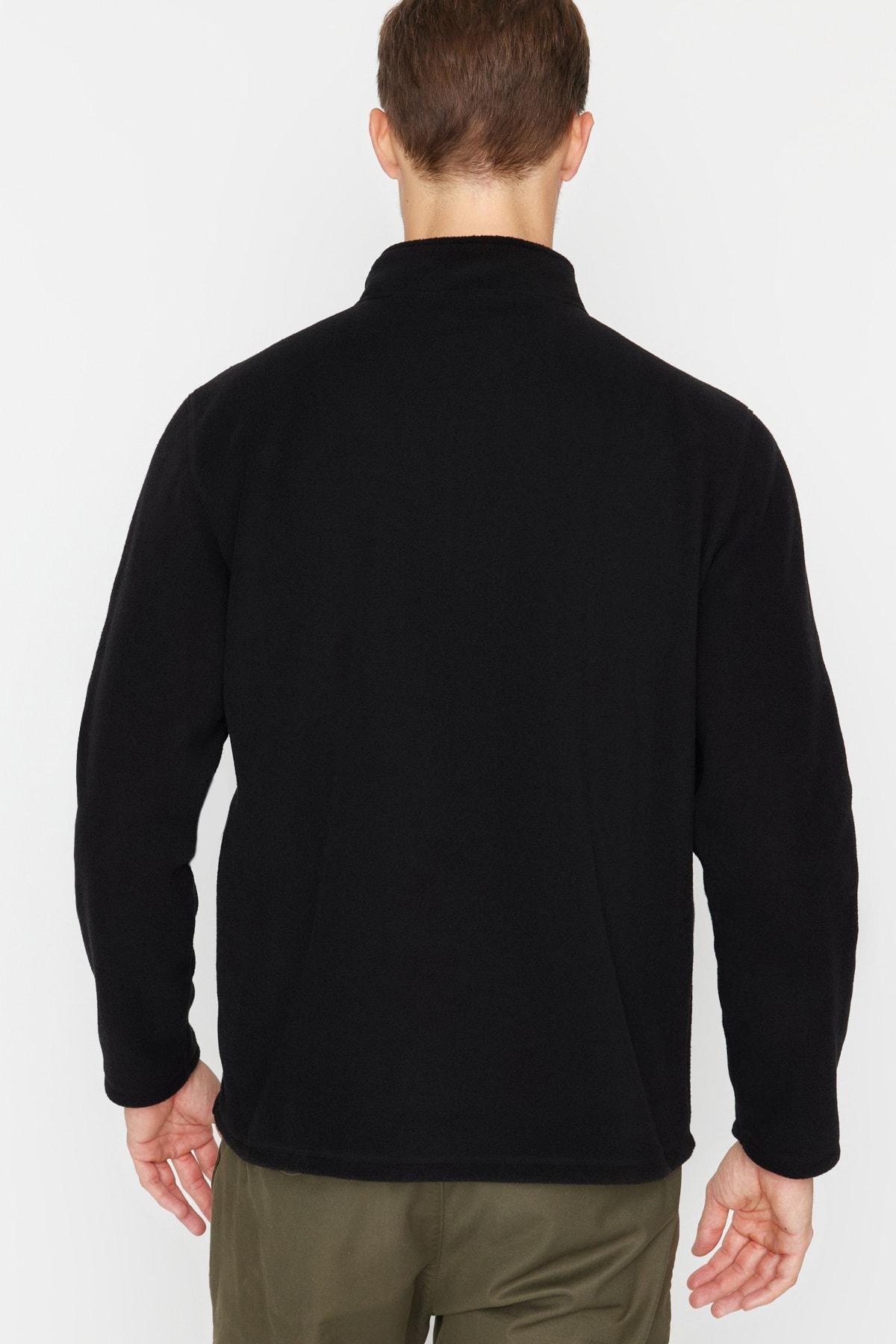 Black Collared Zippered Sweatshirt, , large image number 5