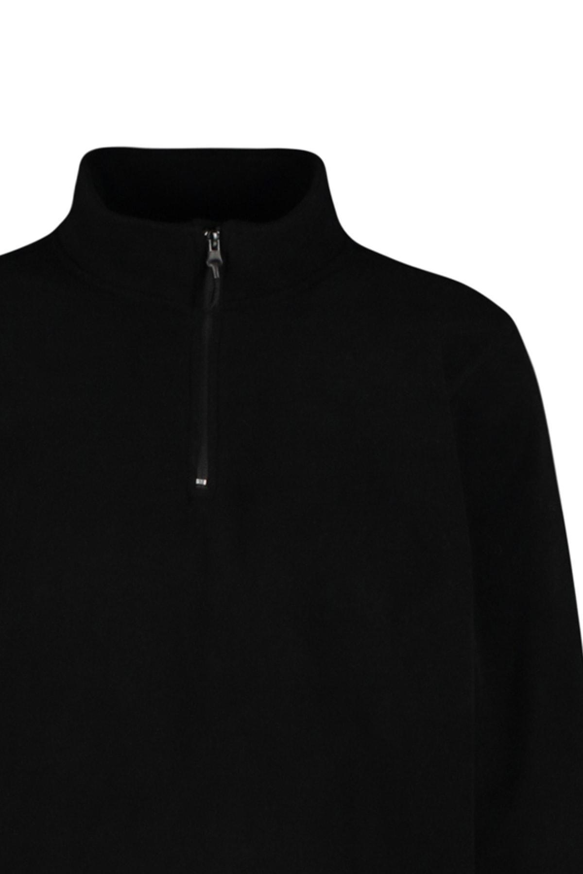 Black Collared Zippered Sweatshirt, , large image number 7