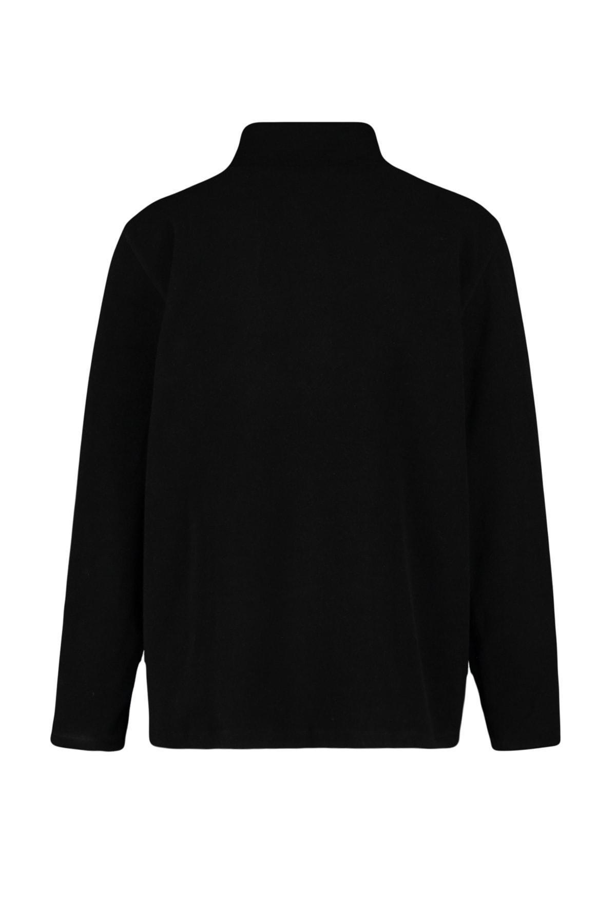 Black Collared Zippered Sweatshirt, , large image number 8
