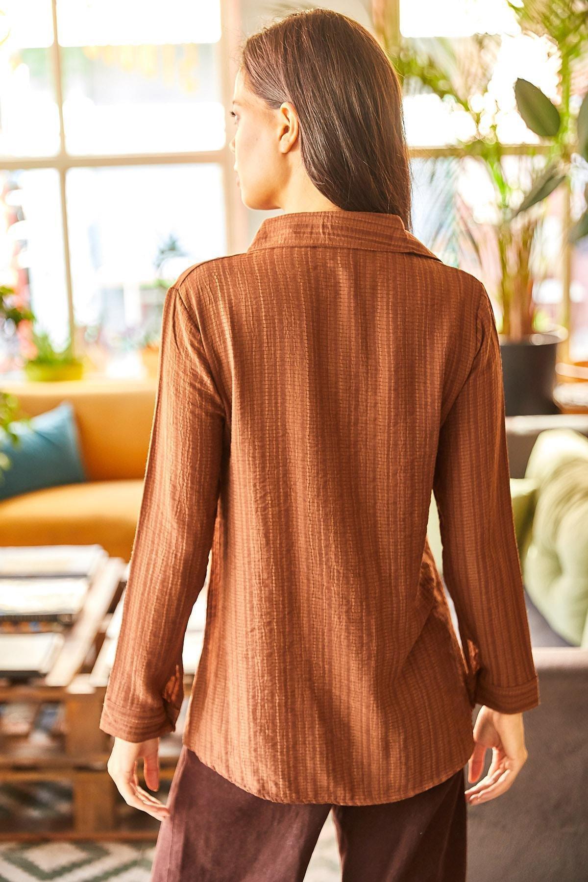 Brown button down collared Shirt, BITTER COFFEE, large image number 1