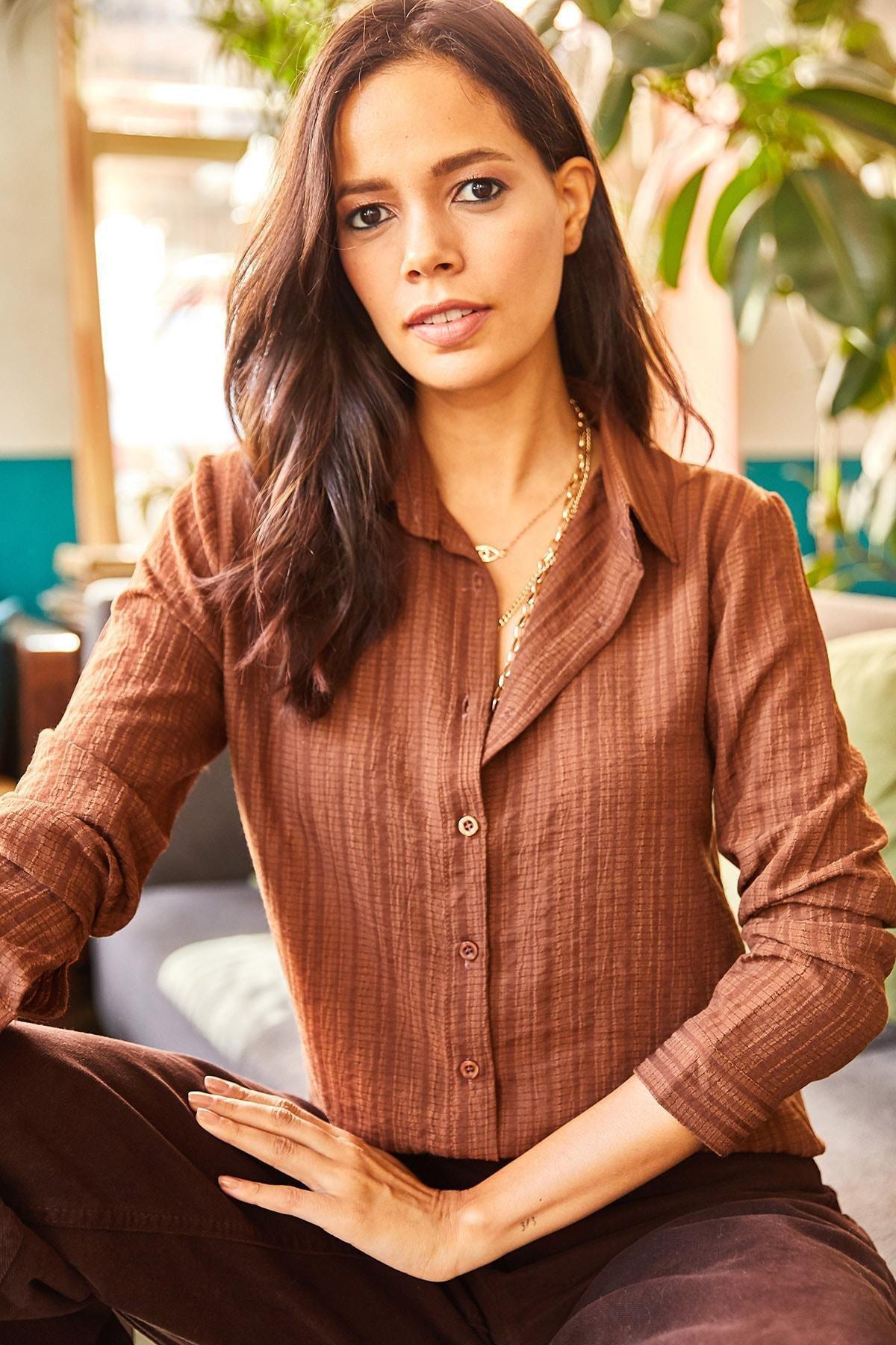 Brown button down collared Shirt, BITTER COFFEE, large image number 3