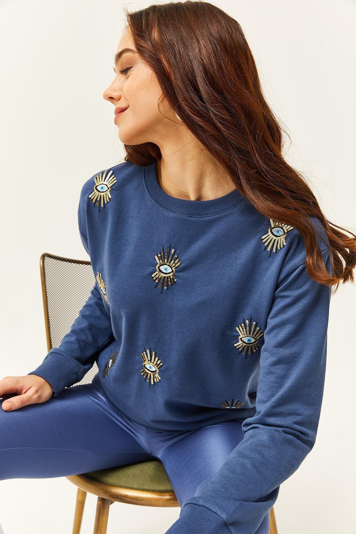 Indigo Textured Sweatshirt SWT-19000598, , large image number 0