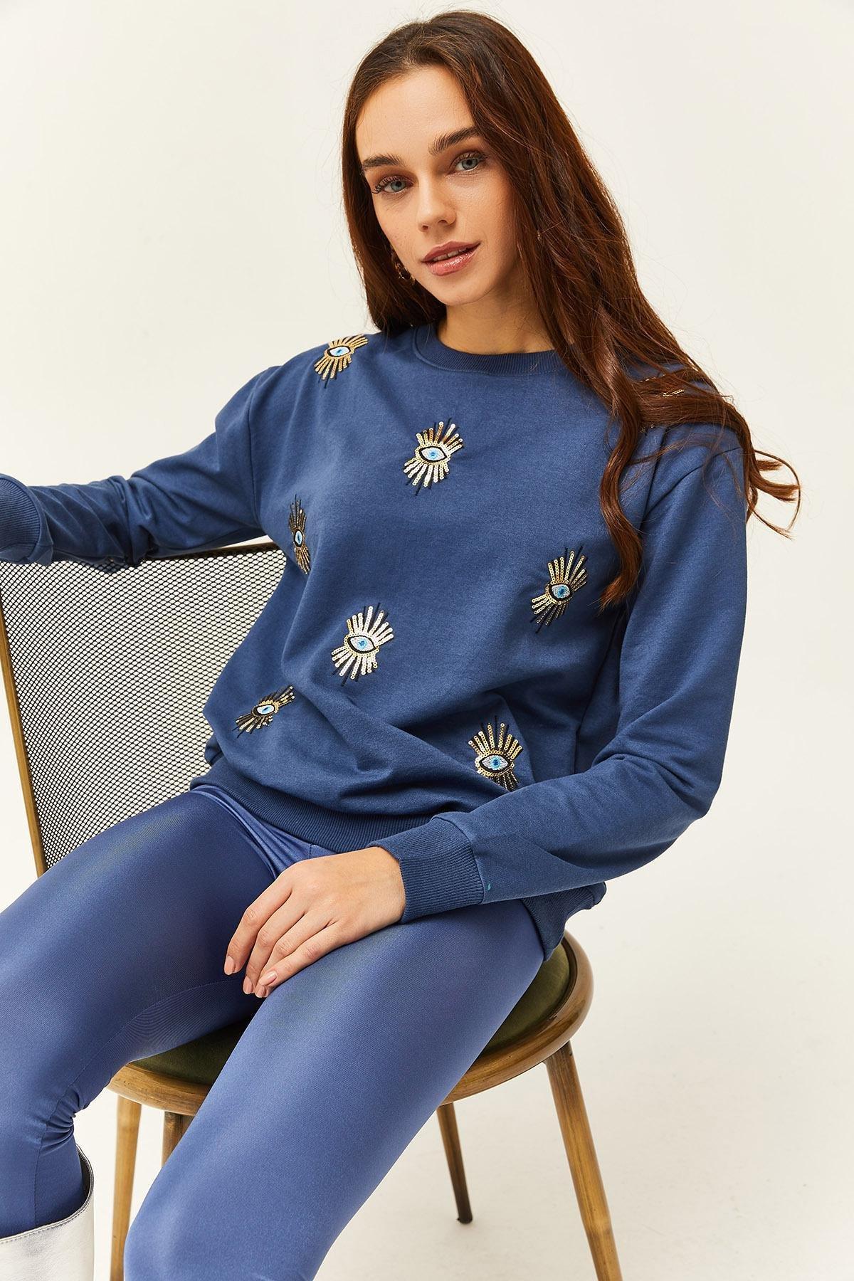 Indigo Textured Sweatshirt SWT-19000598, , large image number 2
