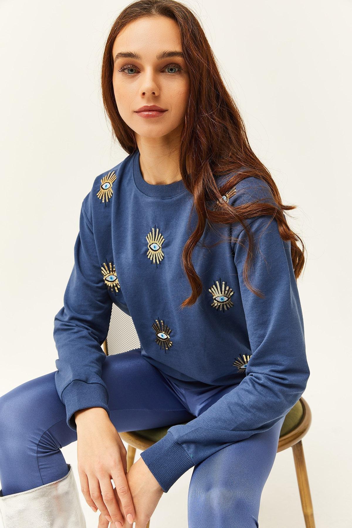 Indigo Textured Sweatshirt SWT-19000598, , large image number 3