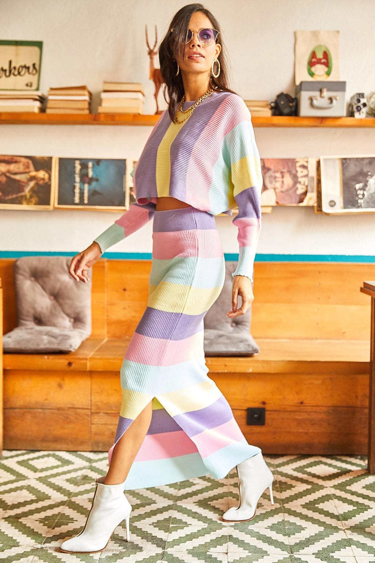 Purple With Silted Skirt Co-Ord Set, Lilac, large image number 1