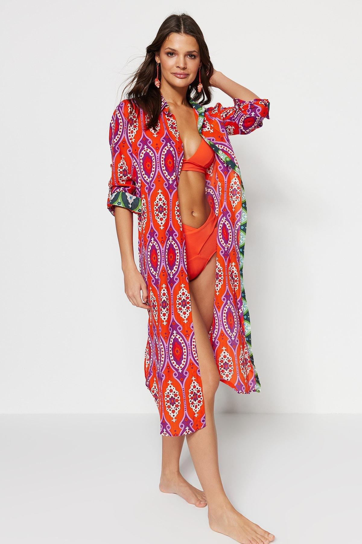 Relaxed Ethnic Pattern Kaftan, , large image number 0