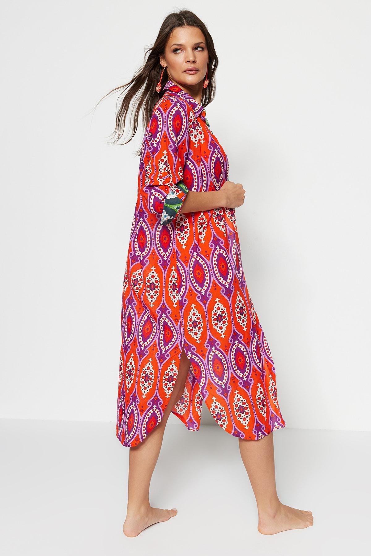 Relaxed Ethnic Pattern Kaftan, , large image number 1