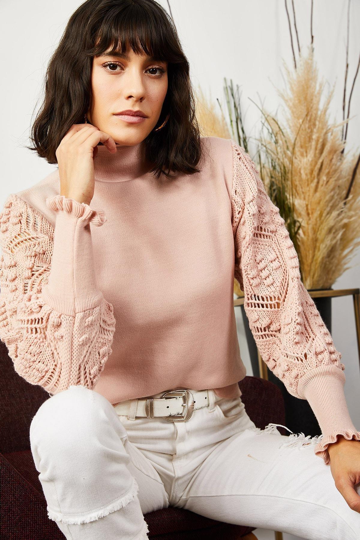 Pink Turtleneck Sweater, POWDER, large image number 0