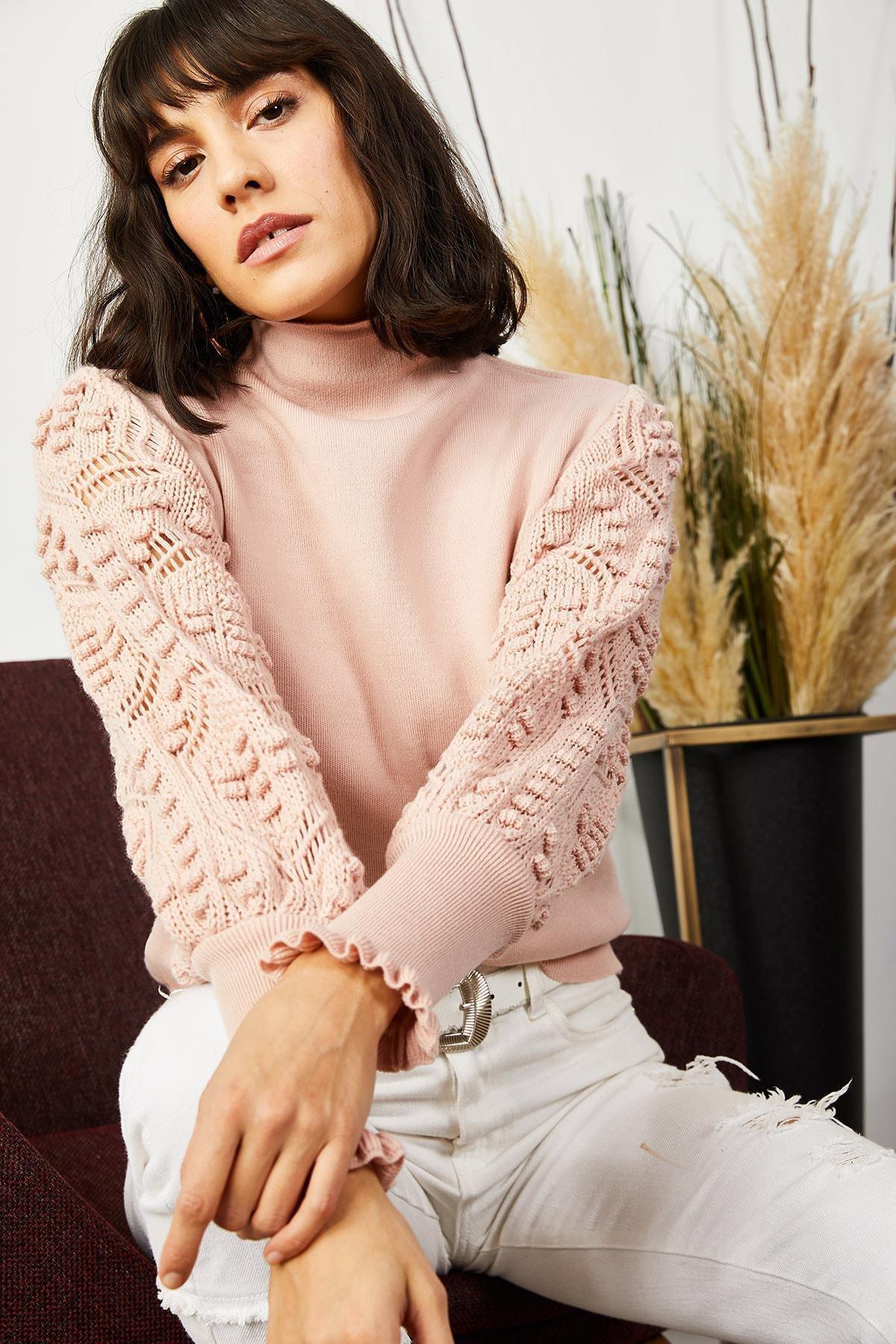 Pink Turtleneck Sweater, POWDER, large image number 2