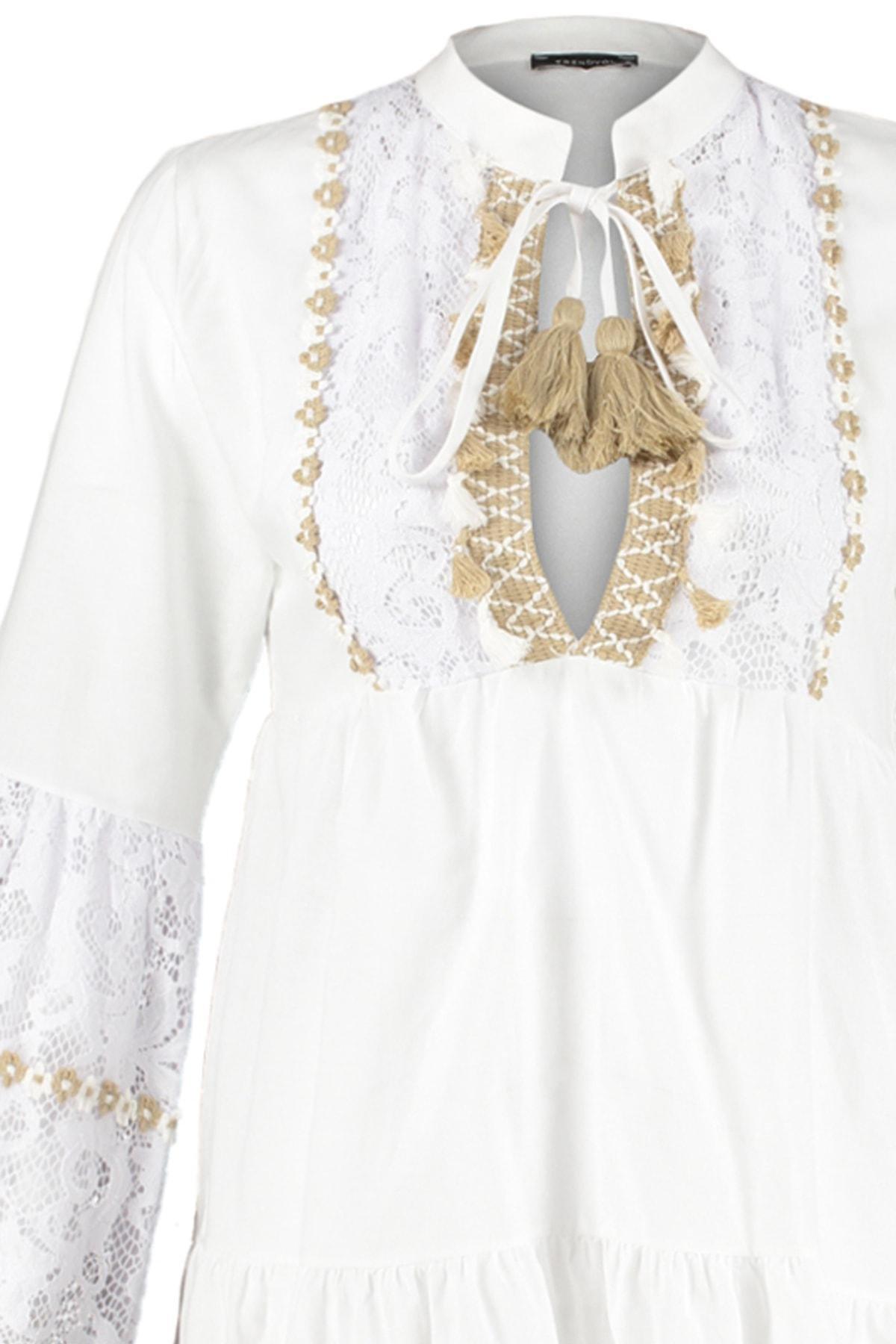 White V Neck Dress, , large image number 8