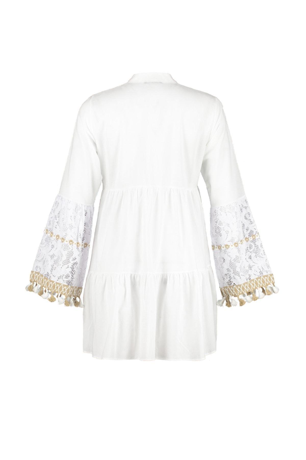 White V Neck Dress, , large image number 9