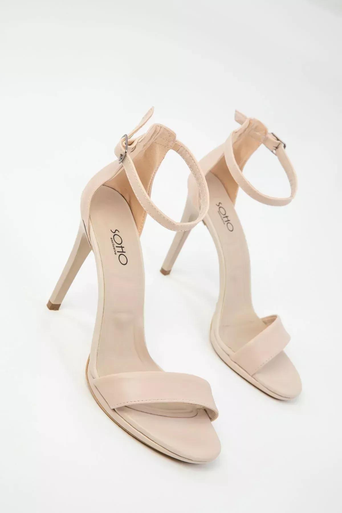 Beige Strap Classic Thin Heels, C101_1844, large image number 1