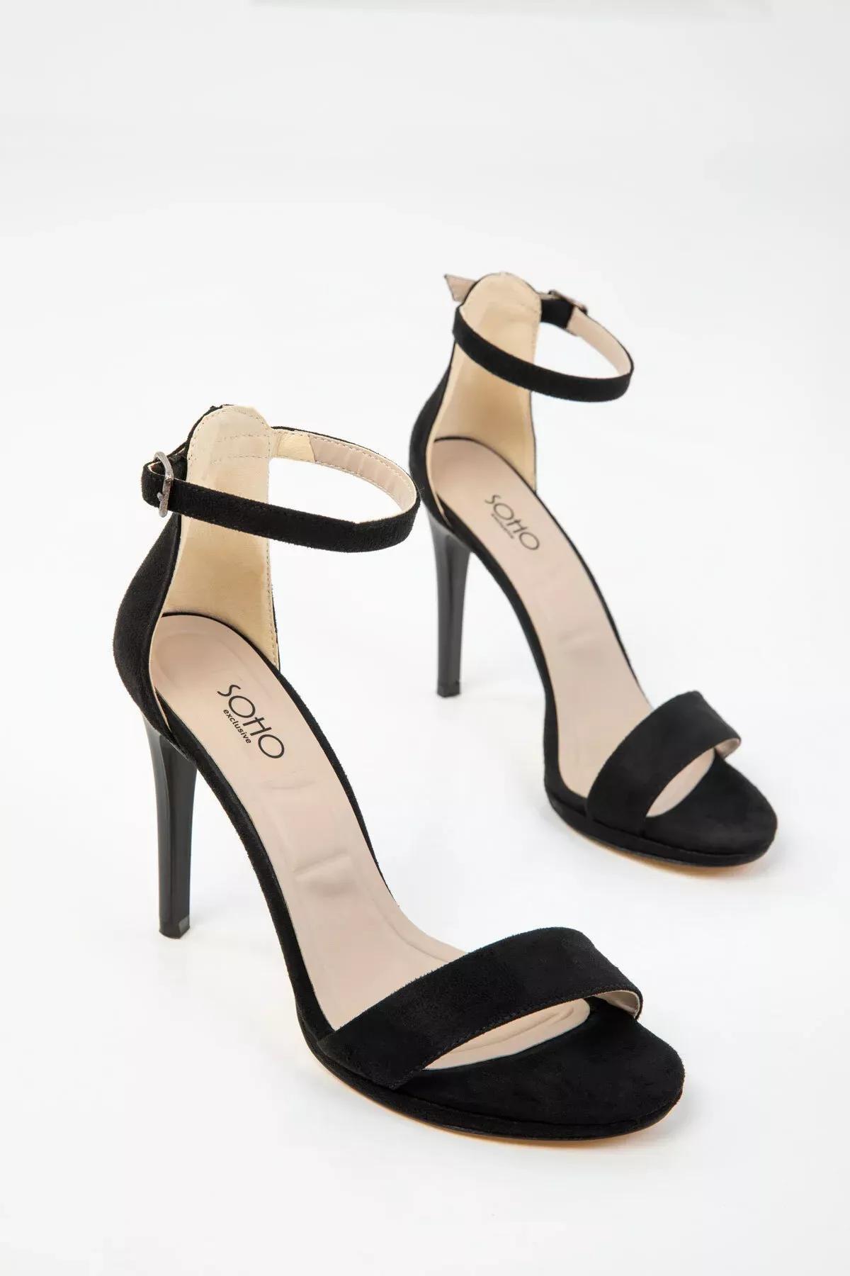 Black Suede Classic Heeled Shoes, C101_2531, large image number 1