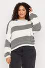Trendyol - White Relaxed Striped Plus Size Sweater