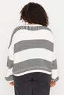 Trendyol - White Relaxed Striped Plus Size Sweater