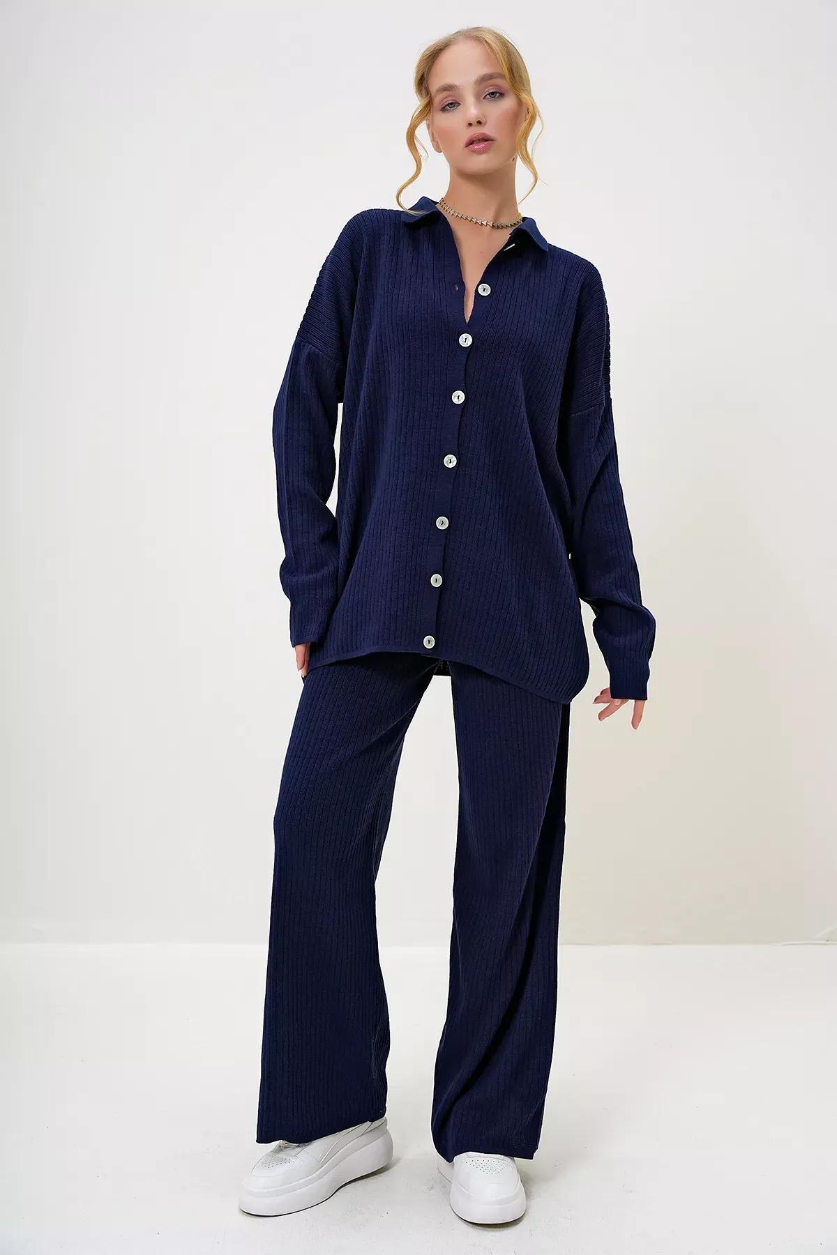 Blue  Knitwear Suit Set of 2, Navy blue, large image number 2