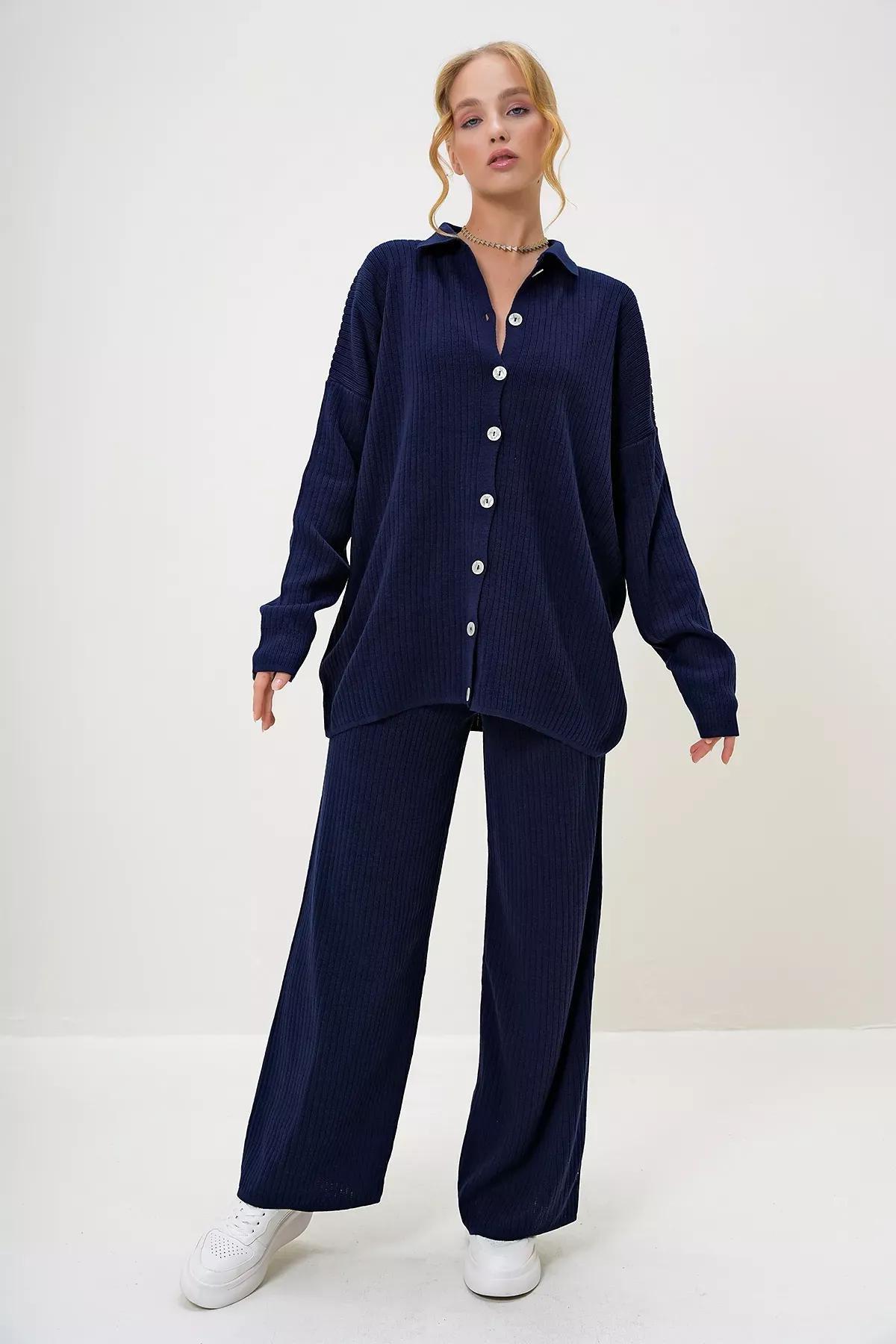 Blue  Knitwear Suit Set of 2, Navy blue, large image number 4