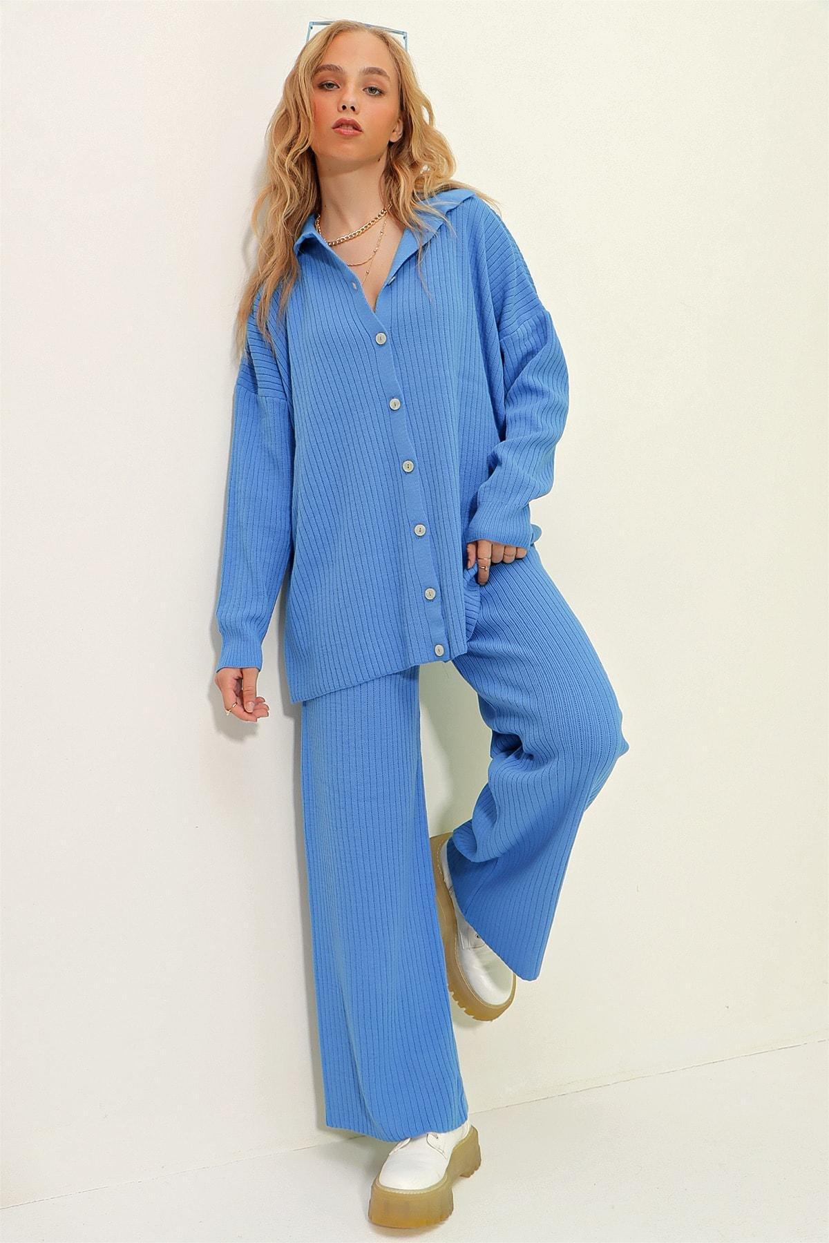 Blue Relaxed Co-Ord Sets, Blue, large image number 3