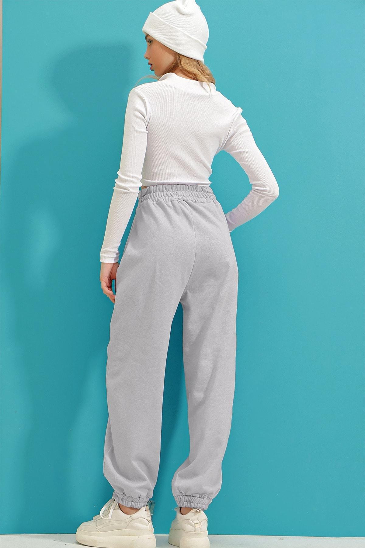 Gray High Waist Sweatpants, Gray, large image number 1