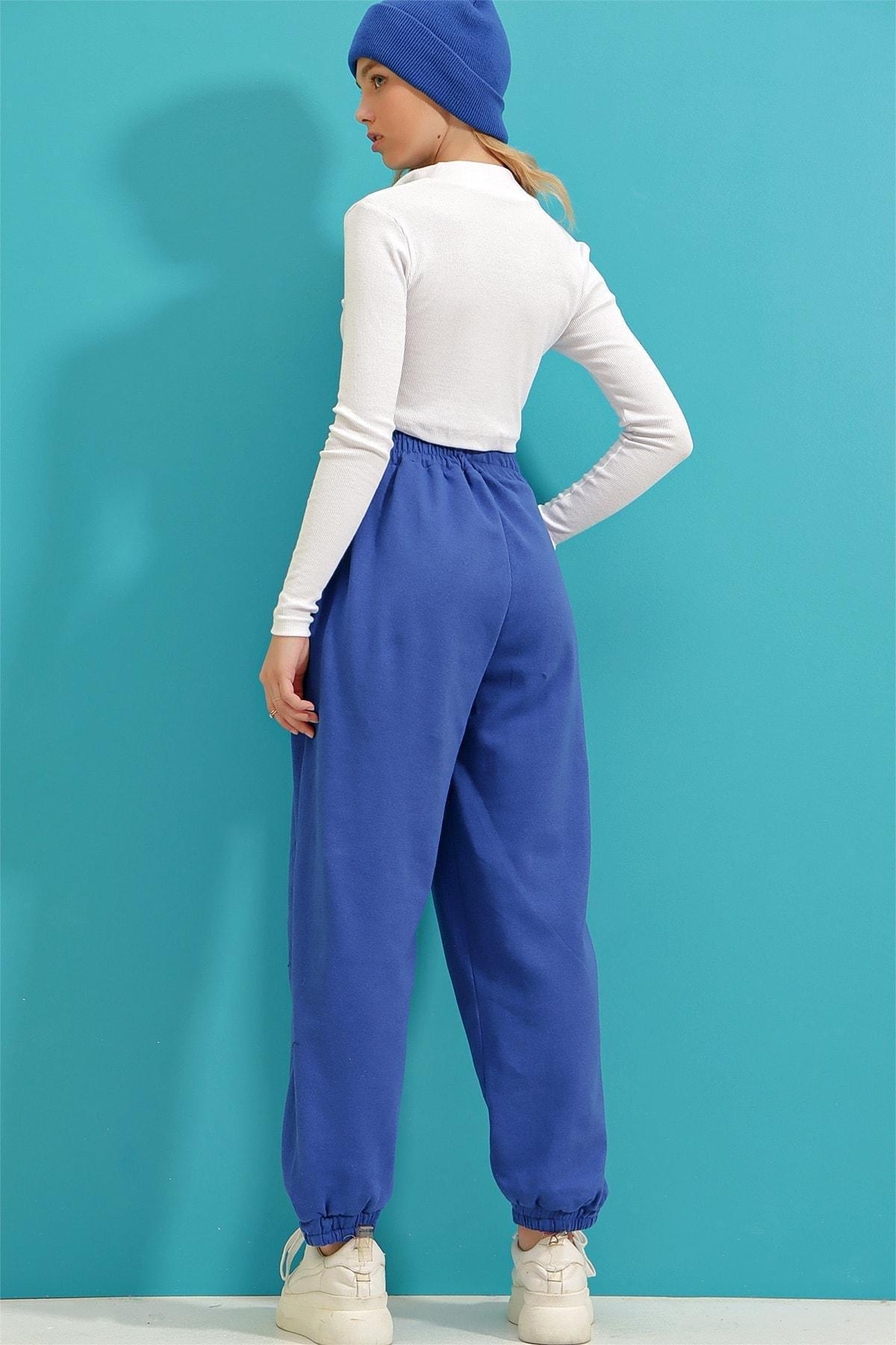 Navy High Waist Sweatpants, , large image number 2