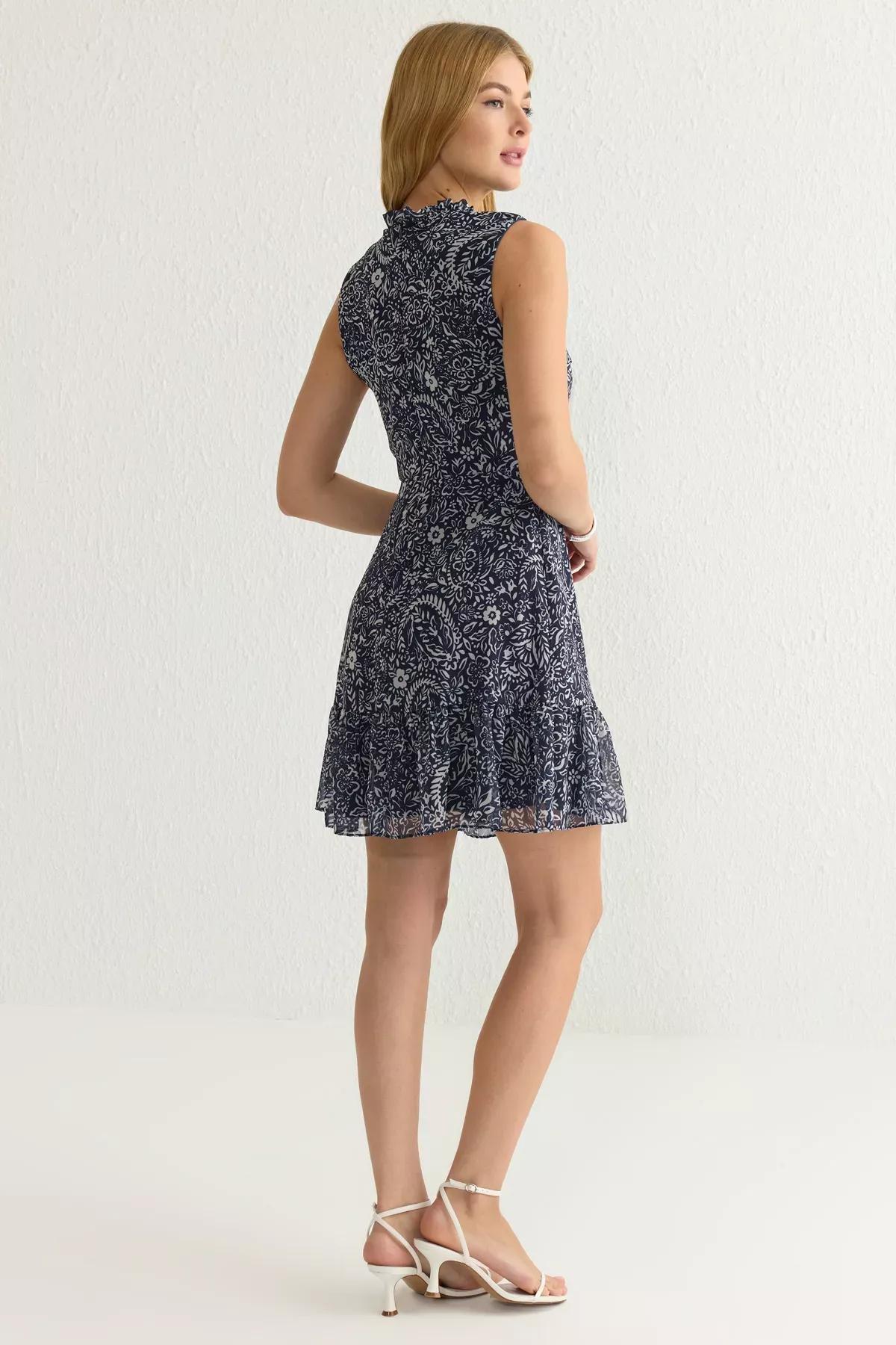 Grey A-Line Lined Chiffon Mini Dress, , large image number 4