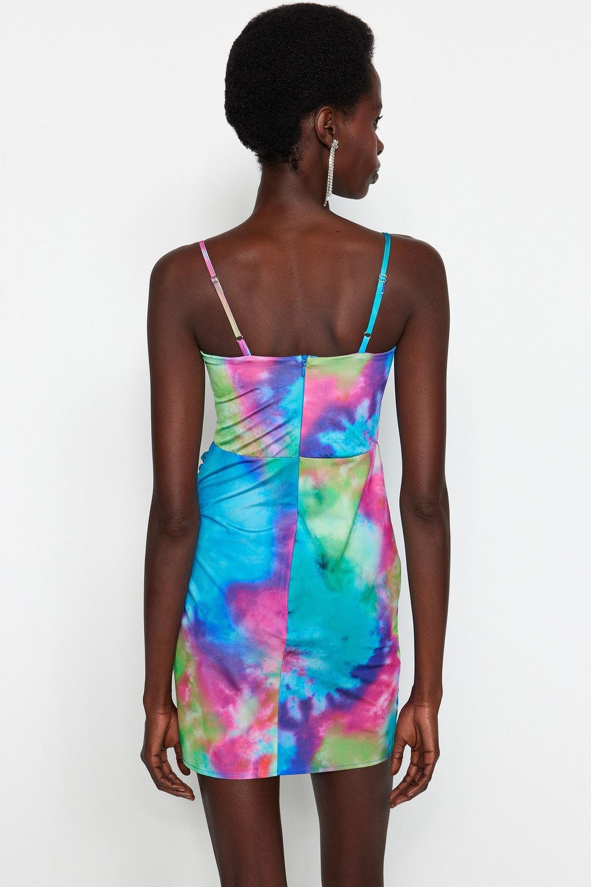Multicolour Fitted Square Collar Dress, , large image number 2