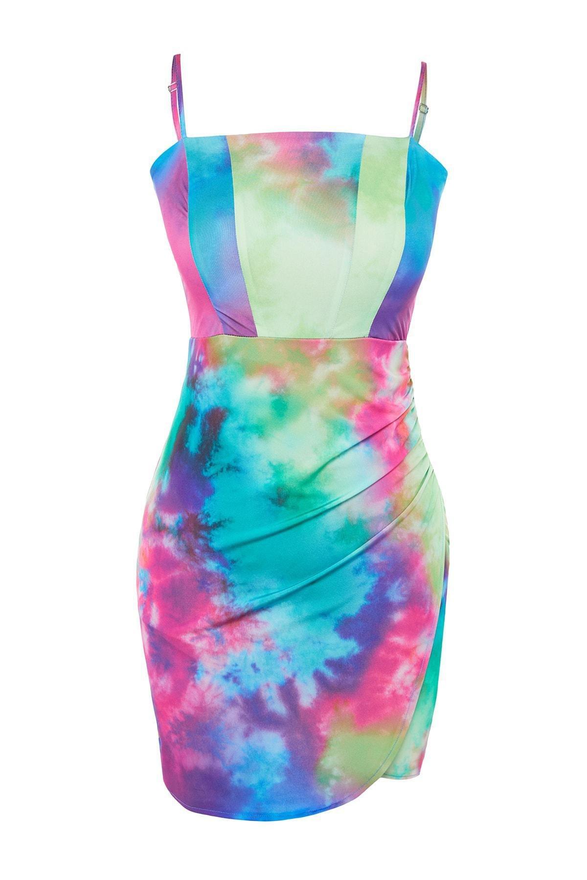 Multicolour Fitted Square Collar Dress, , large image number 3