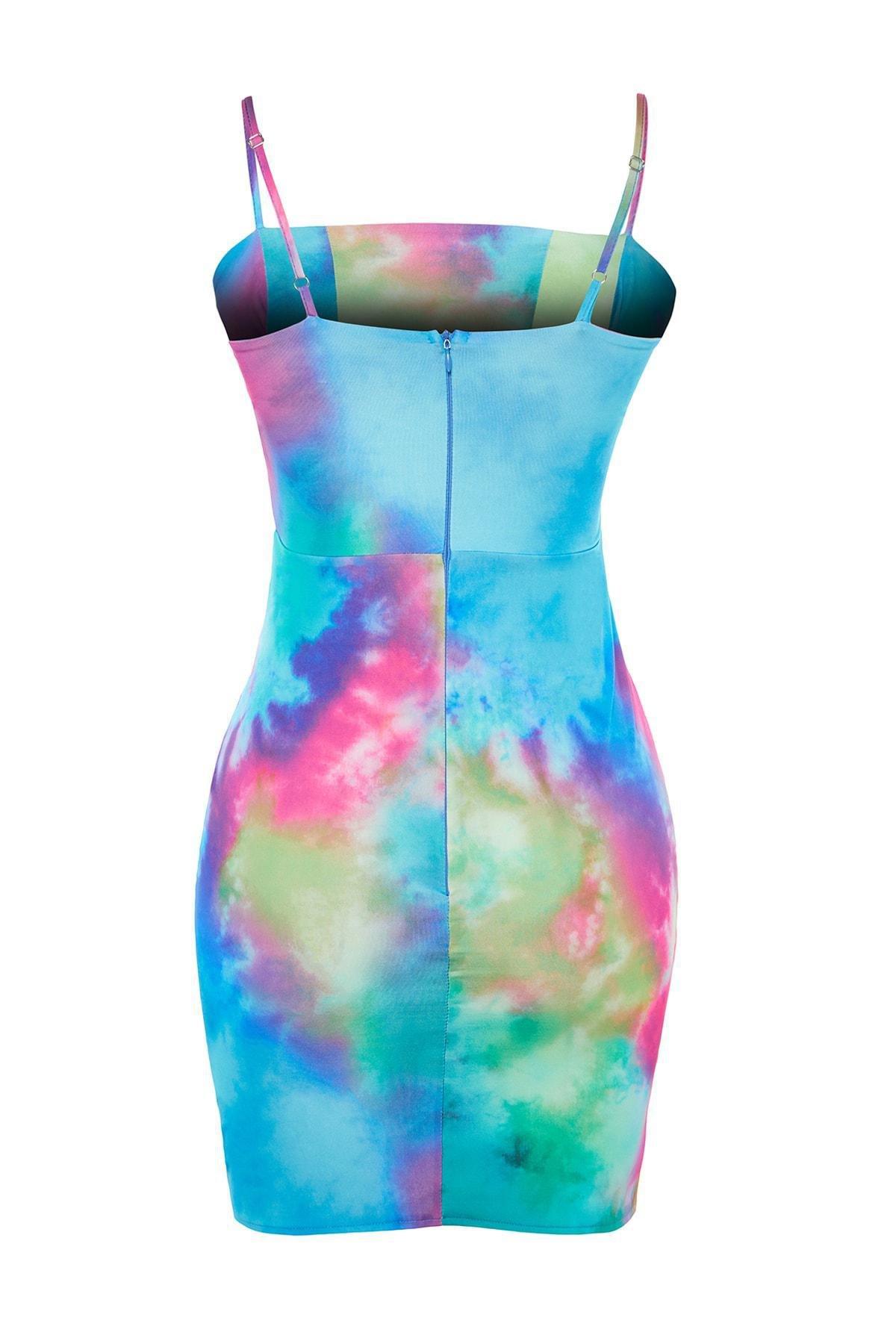 Multicolour Fitted Square Collar Dress, , large image number 6