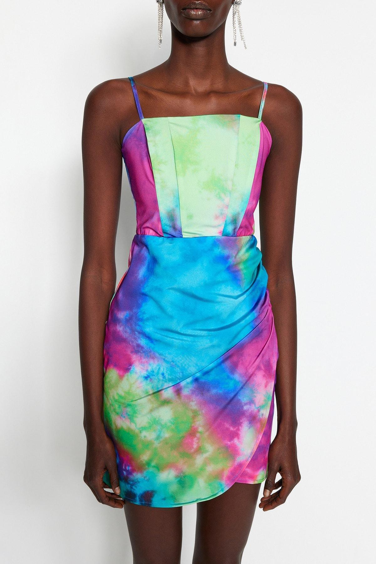 Multicolour Fitted Square Collar Dress, , large image number 7