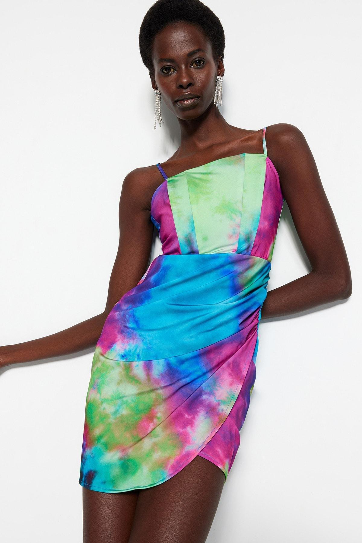 Multicolour Fitted Square Collar Dress, , large image number 8
