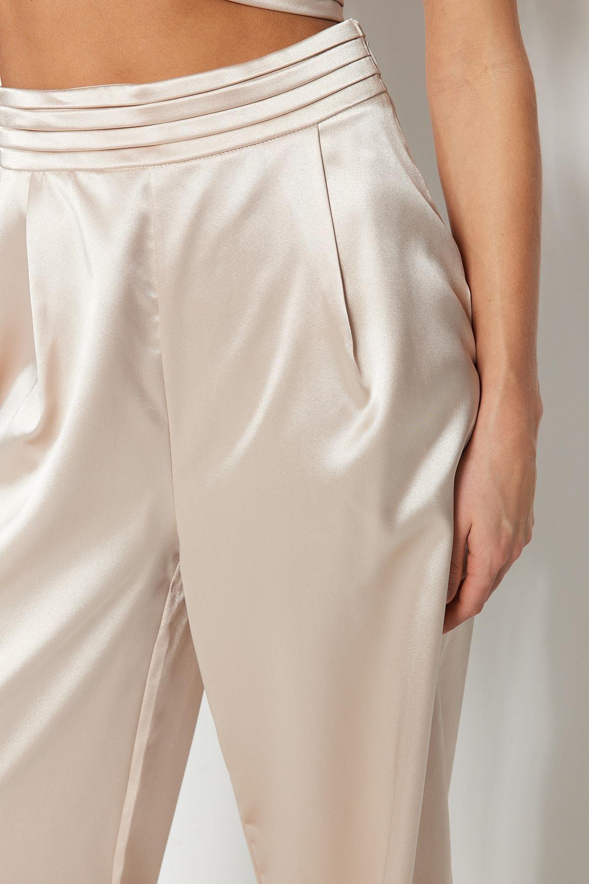 Beige Wide Leg Pants, , large image number 4