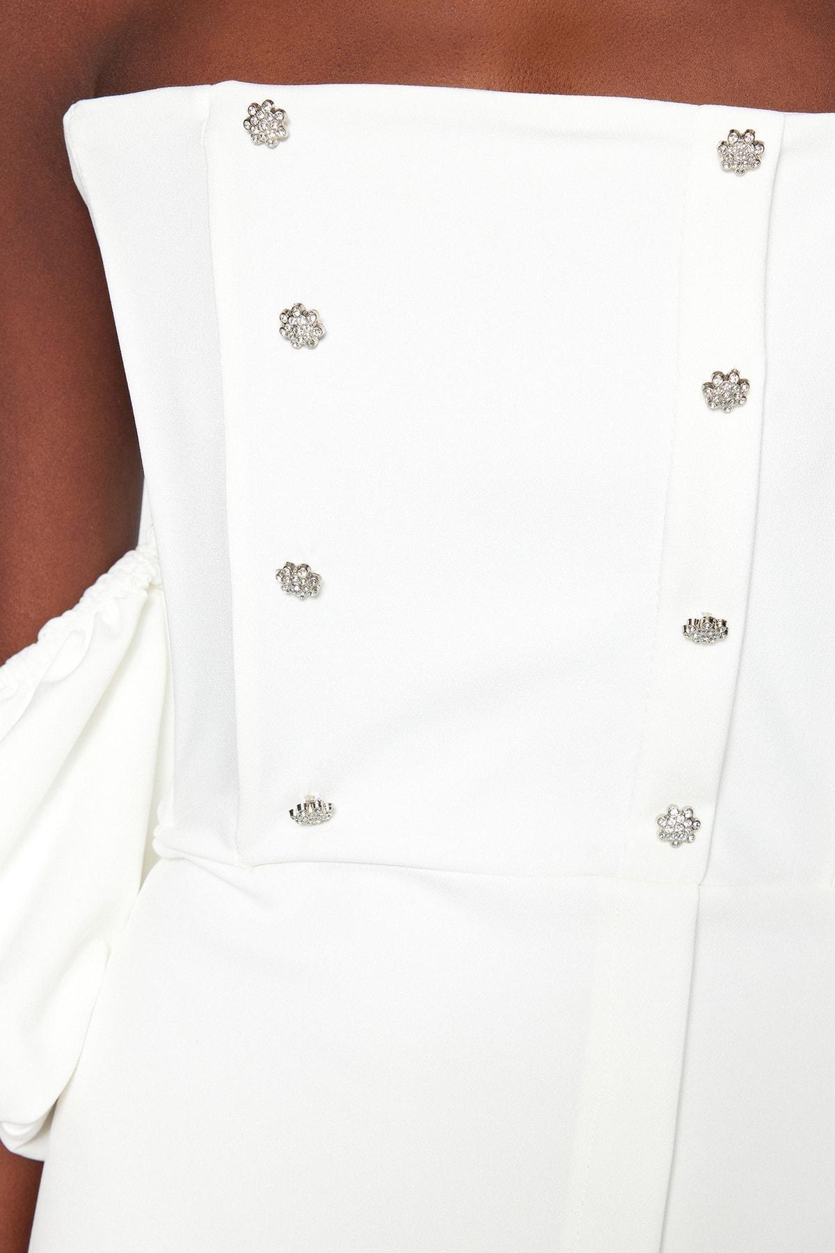 White Off-Shoulder Bodycon Dress, , large image number 4