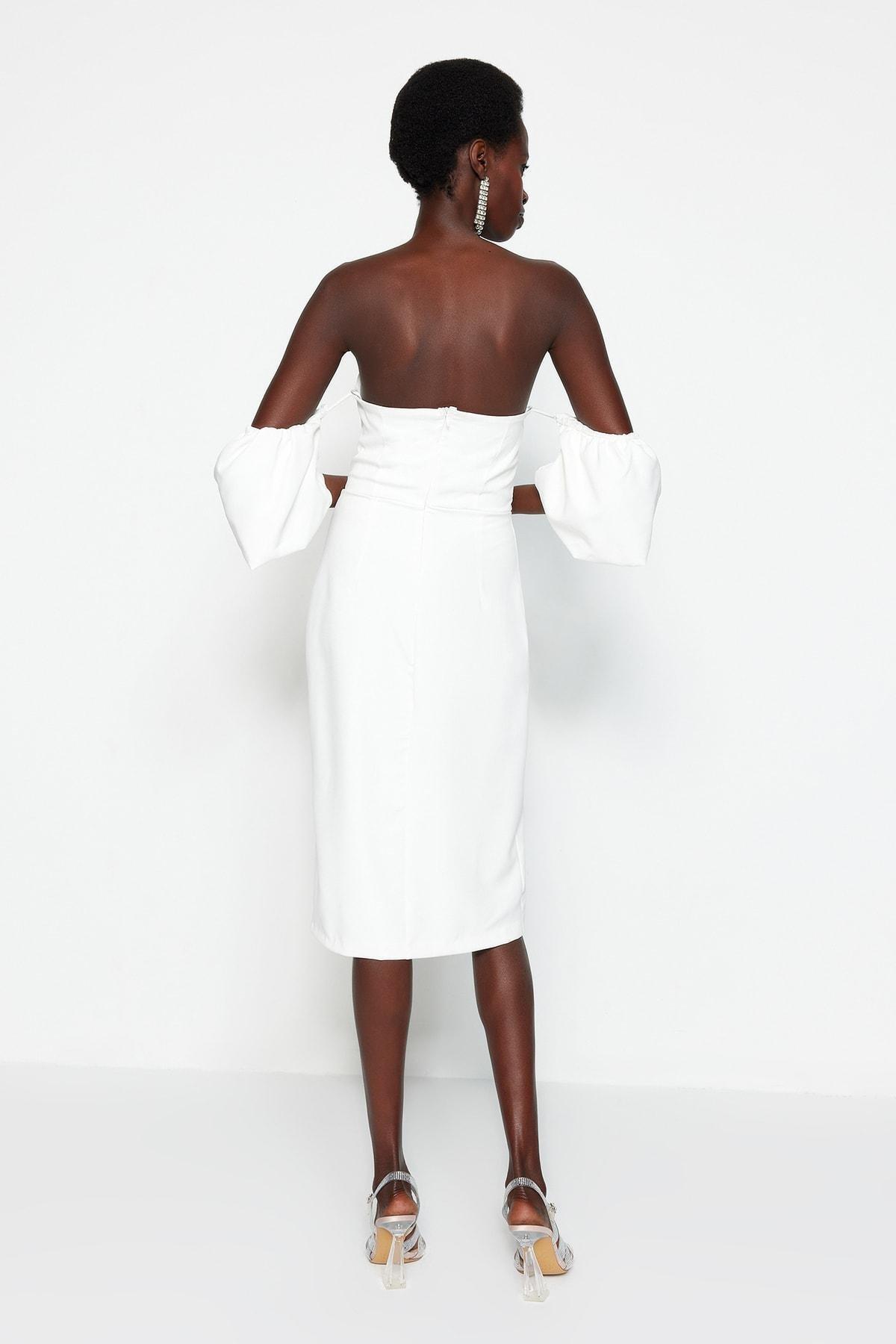 White Off-Shoulder Bodycon Dress, , large image number 5