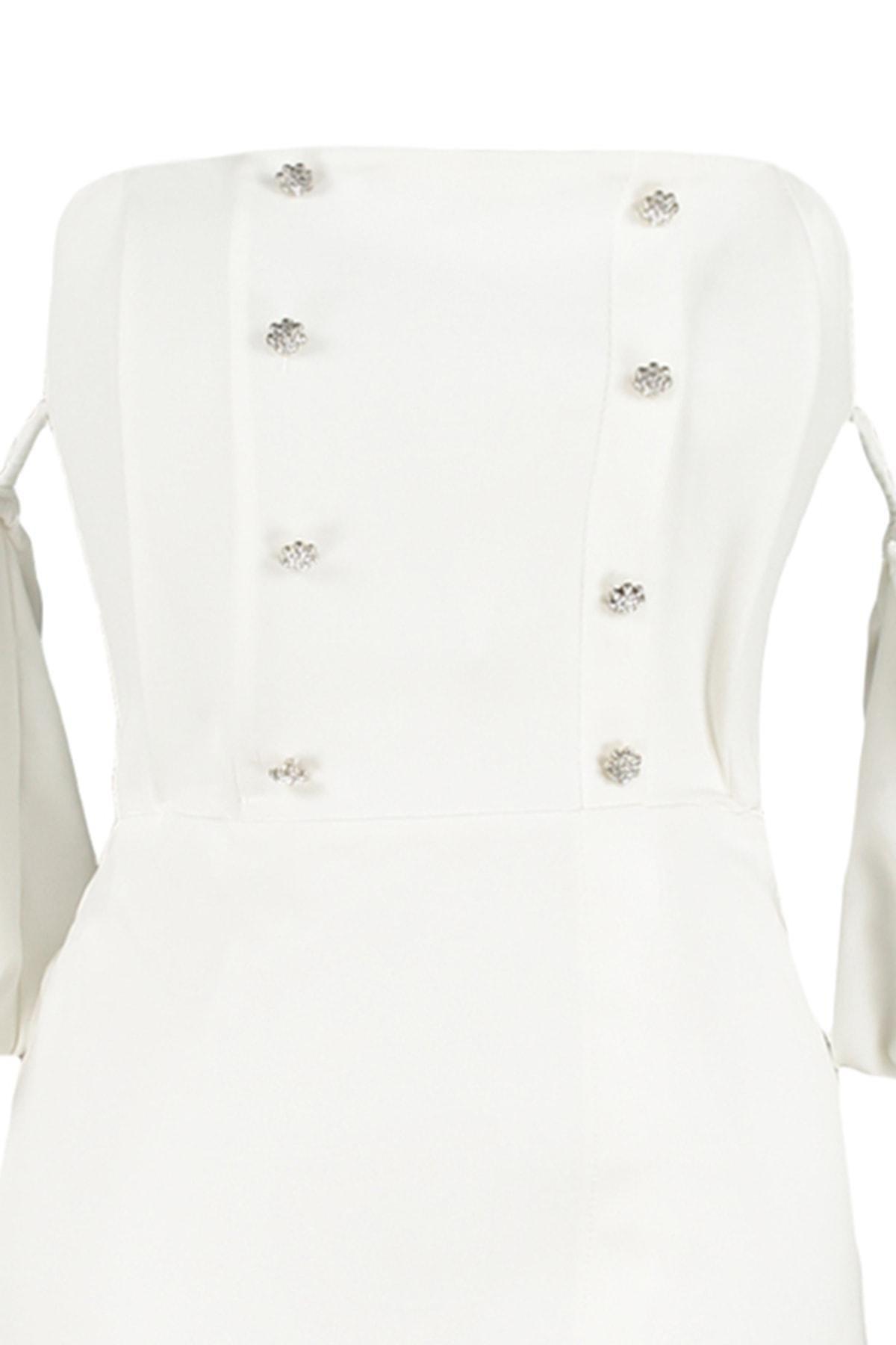 White Off-Shoulder Bodycon Dress, , large image number 7