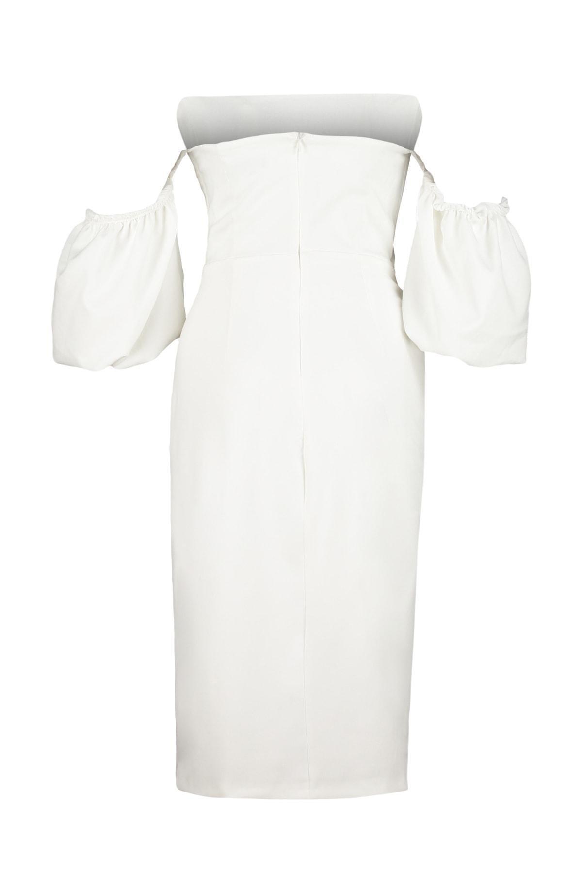 White Off-Shoulder Bodycon Dress, , large image number 8