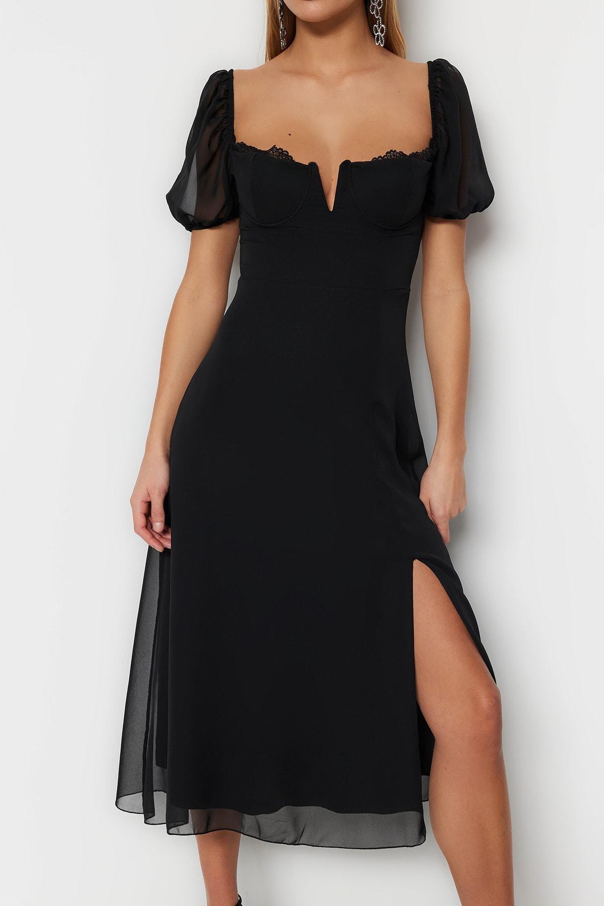 Black Sweetheart Neckline Shift Dress, , large image number 4