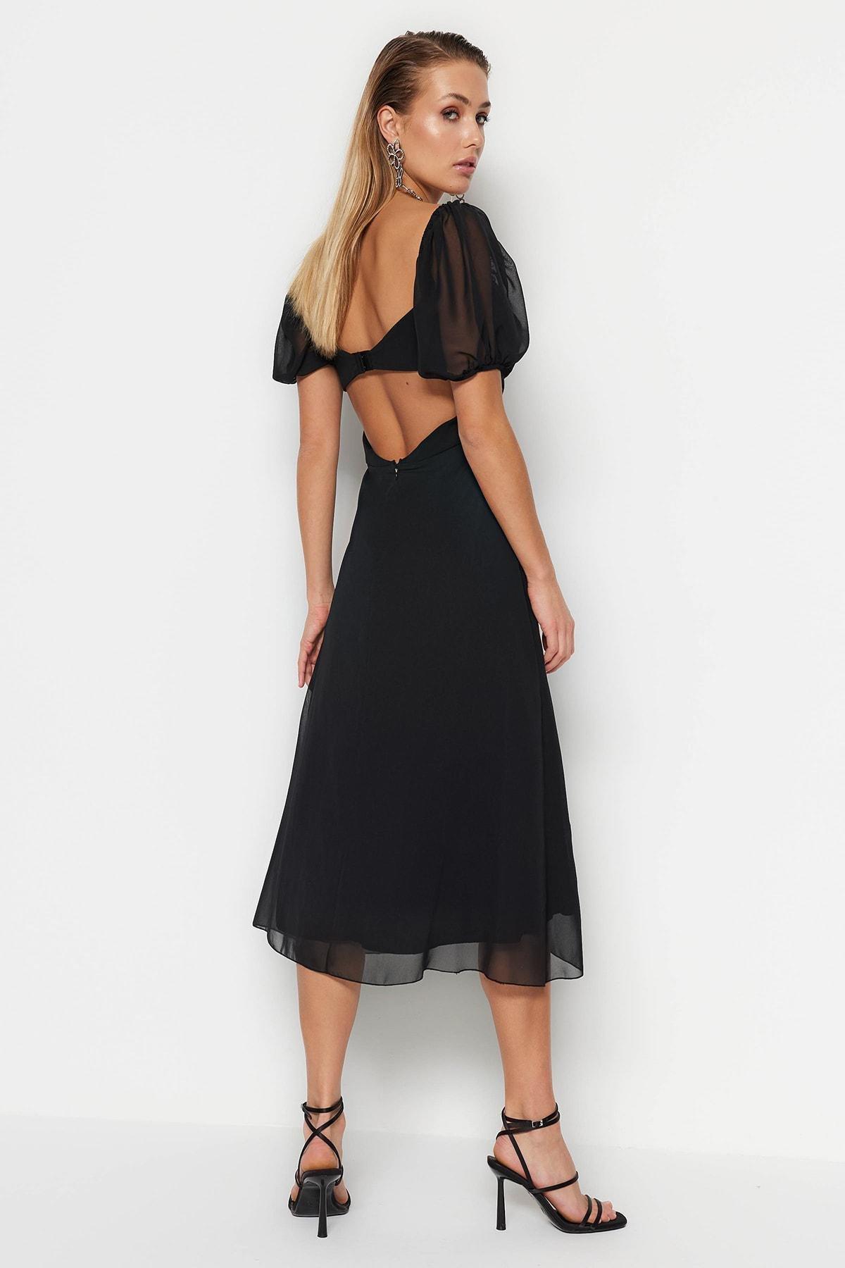 Black Sweetheart Neckline Shift Dress, , large image number 5