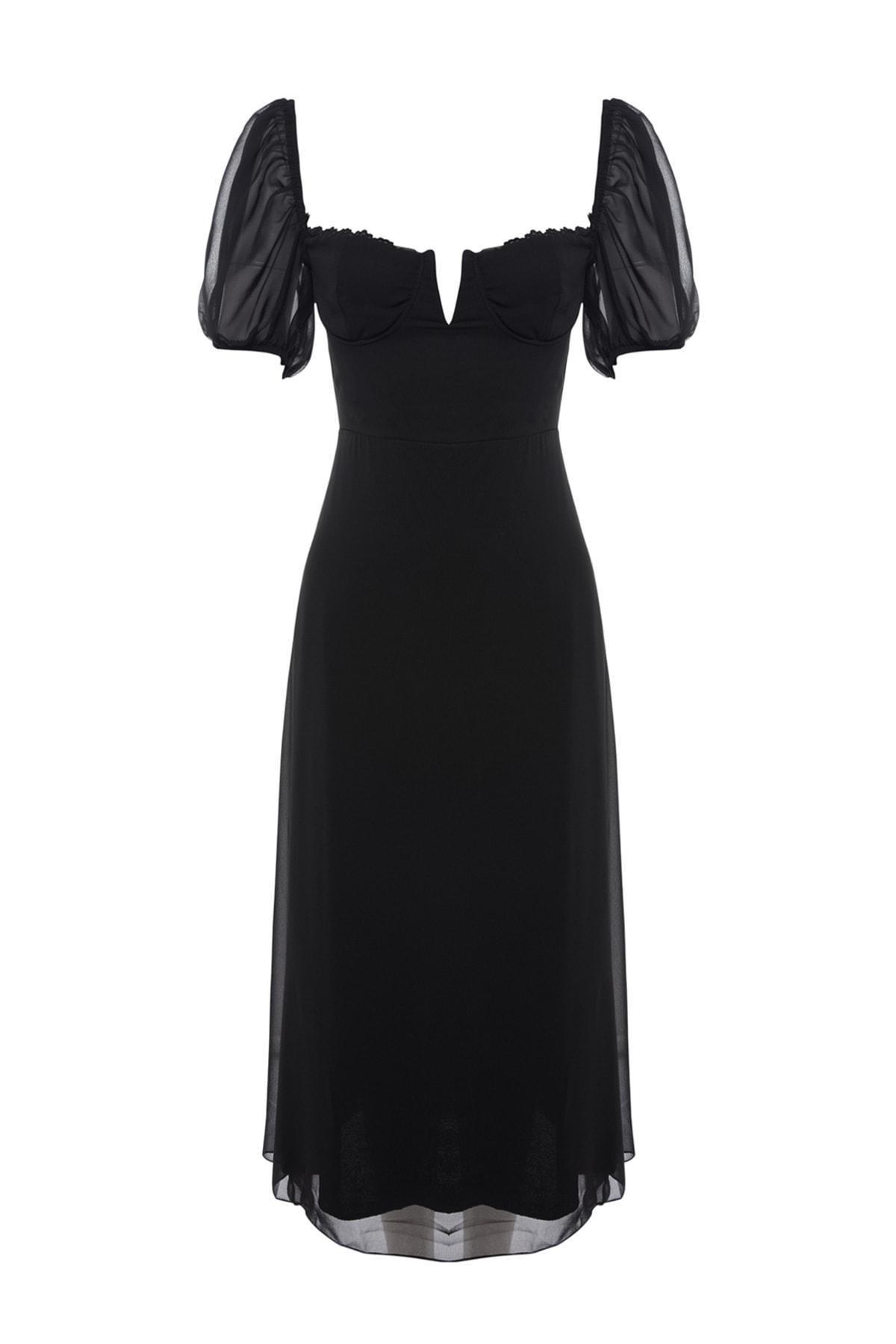Black Sweetheart Neckline Shift Dress, , large image number 6