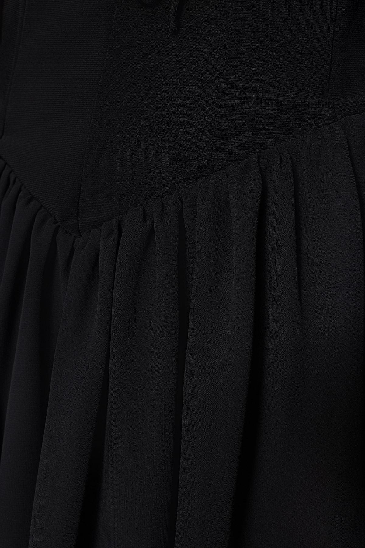 Black Skater Carmen Collar Dress, , large image number 5