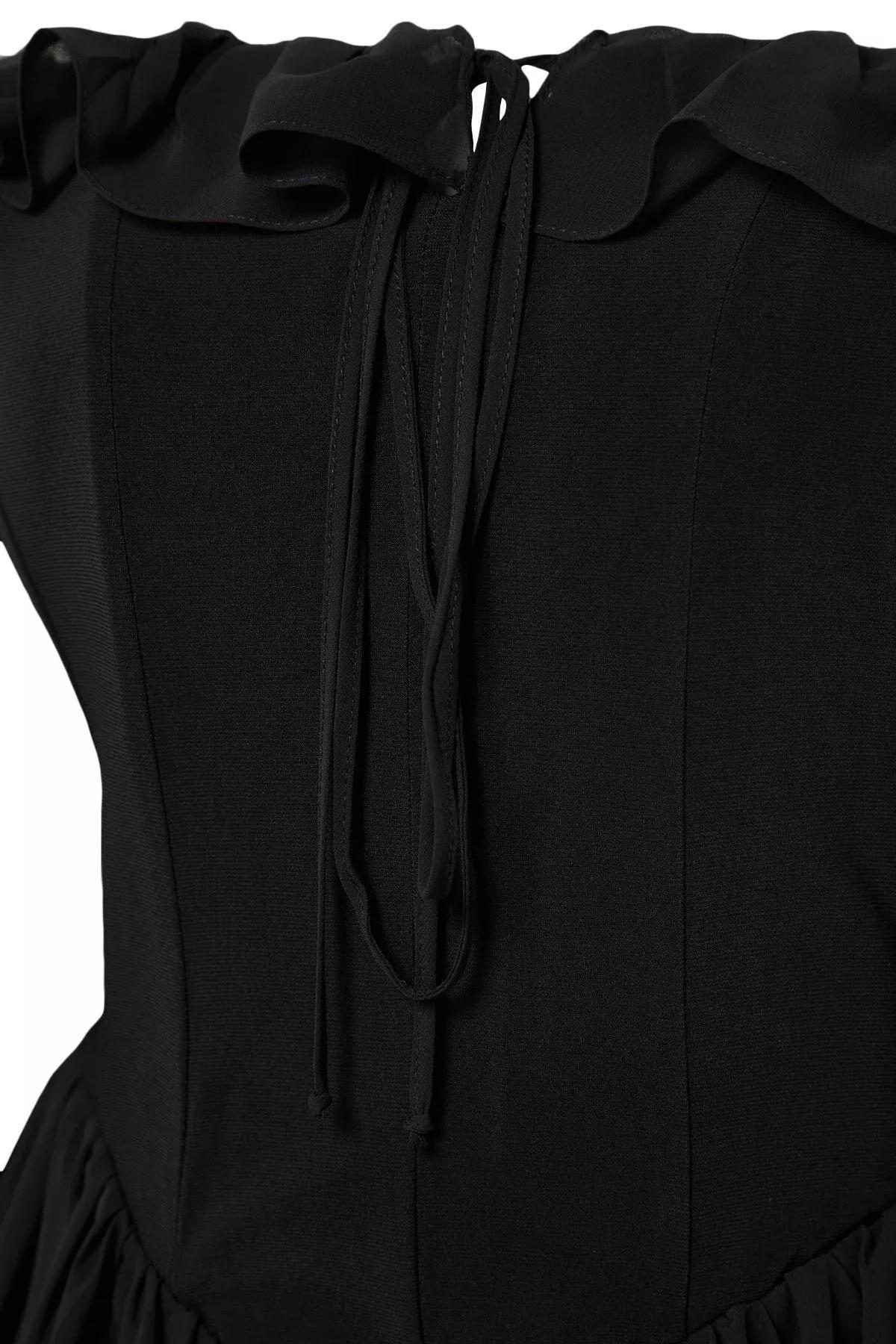 Black Skater Carmen Collar Dress, , large image number 7