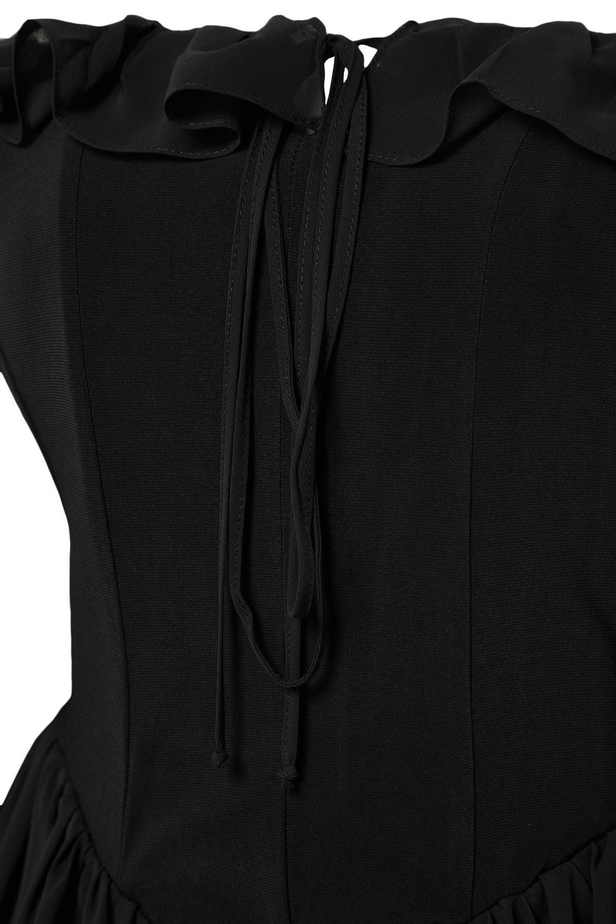 Black Skater Carmen Collar Dress, , large image number 8