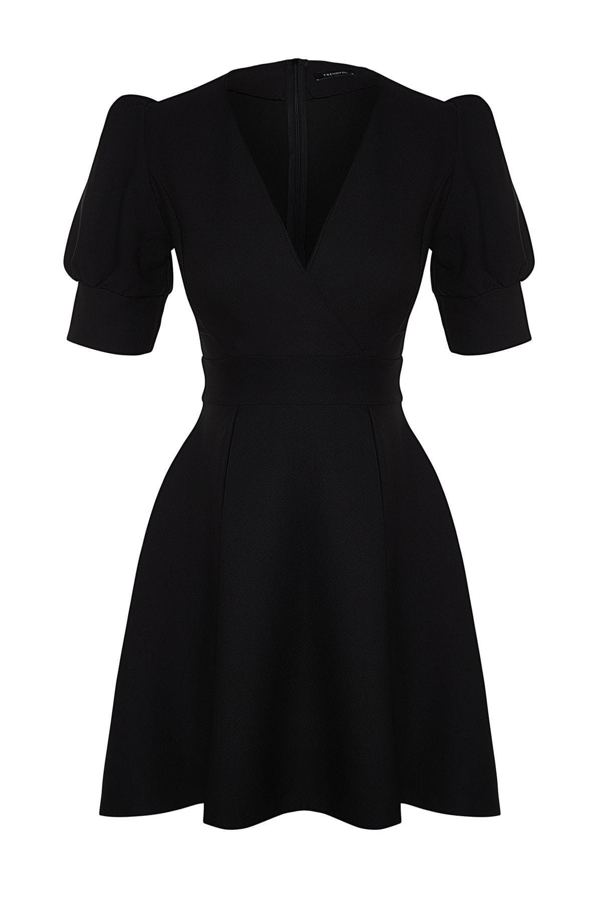 Trendyol - Black A-Line Double-Breasted Dress