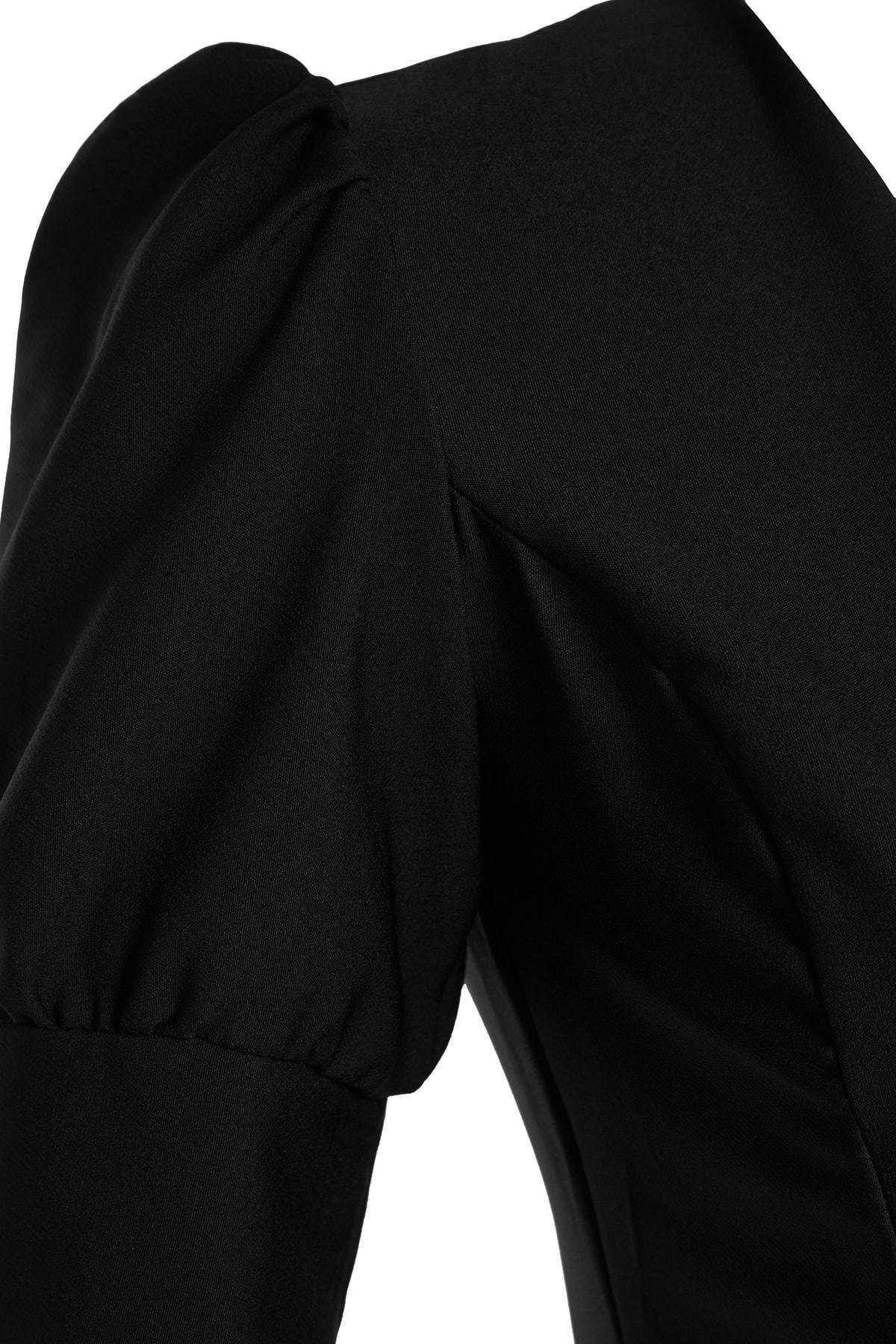 Black A-Line Double-Breasted Dress, , large image number 6