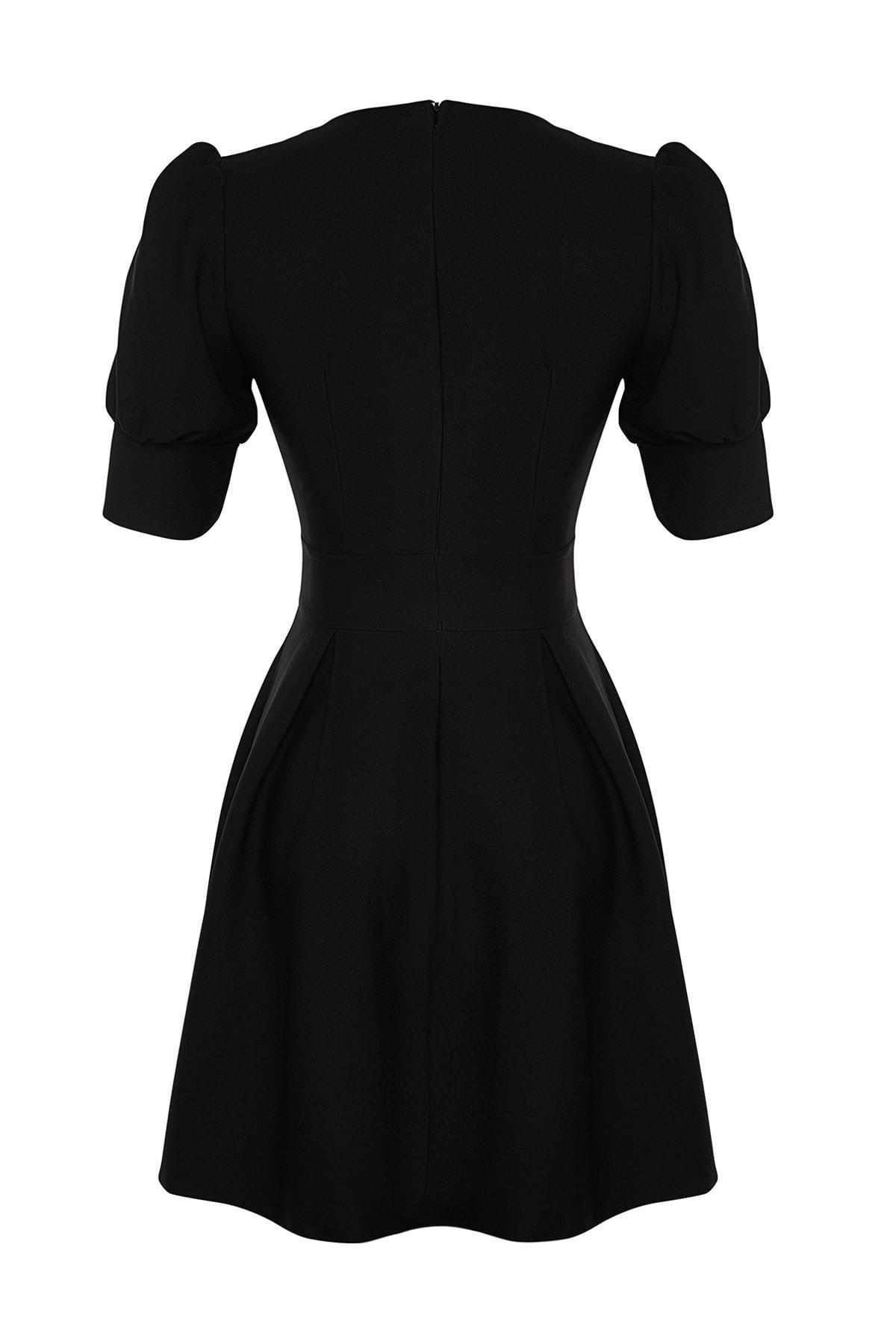 Black A-Line Double-Breasted Dress, , large image number 7
