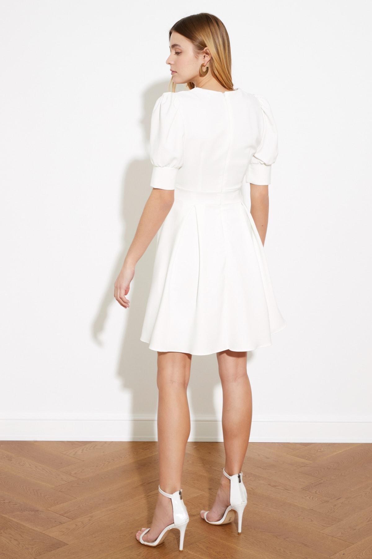 Cream A-Line Dress, , large image number 4