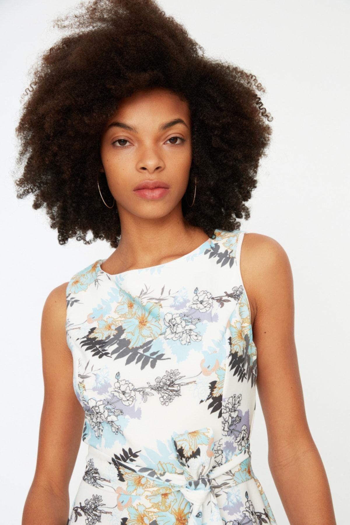 White Floral A-Line Dress, Multicolor, large image number 2