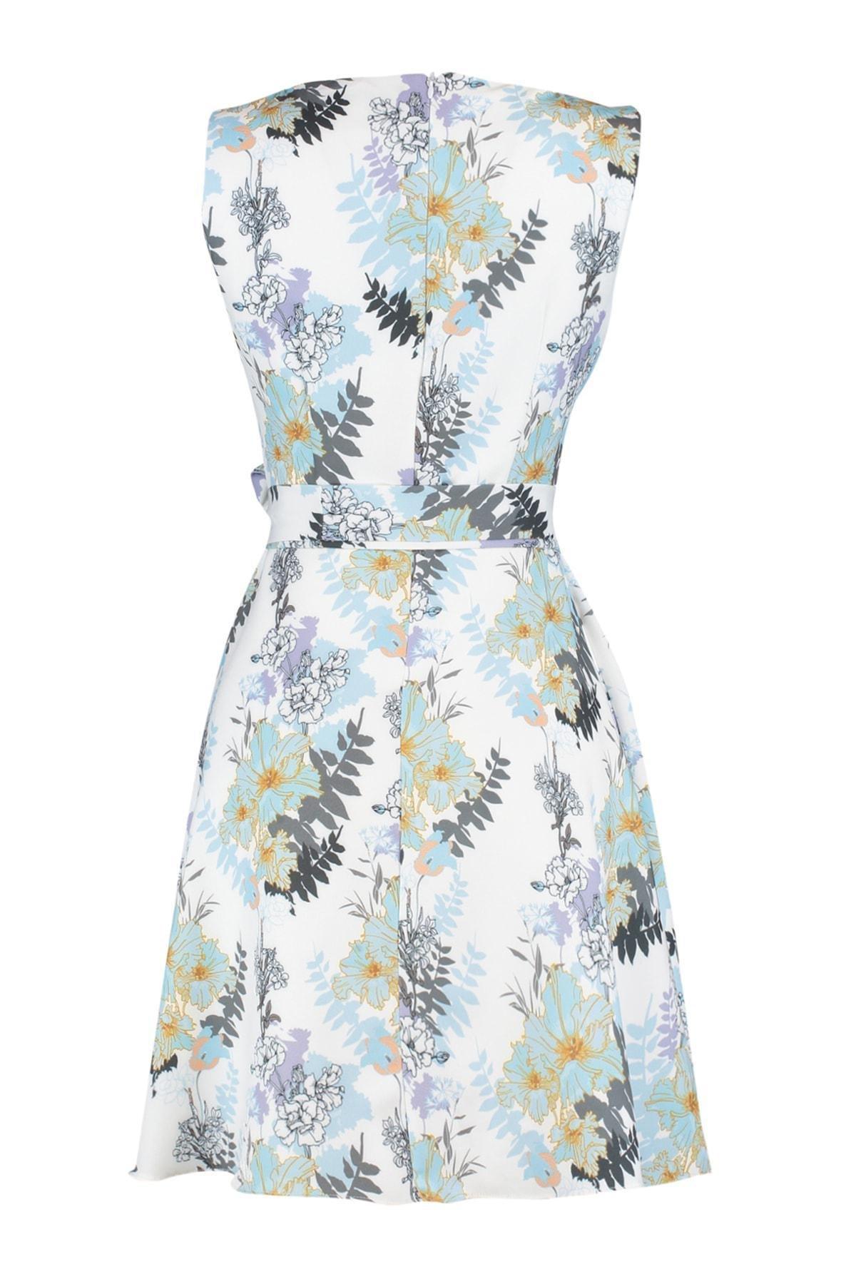 White Floral A-Line Dress, Multicolor, large image number 7